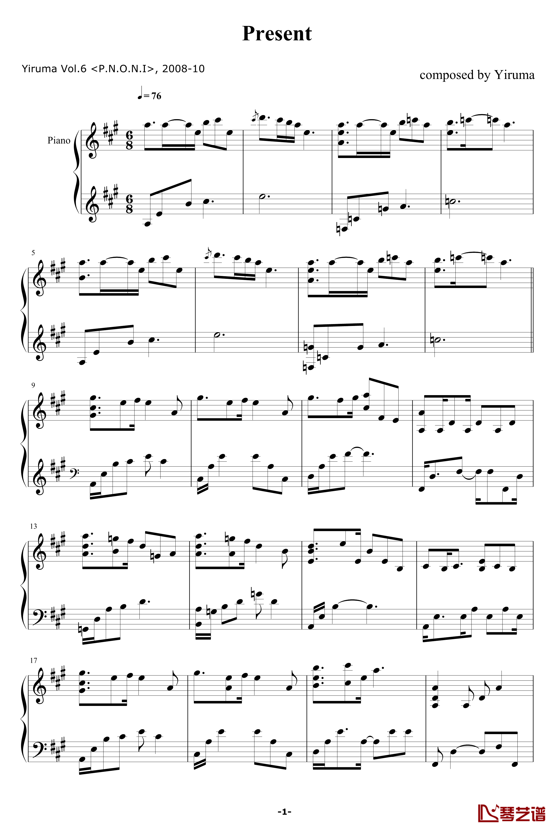 Present钢琴谱-Yiruma1