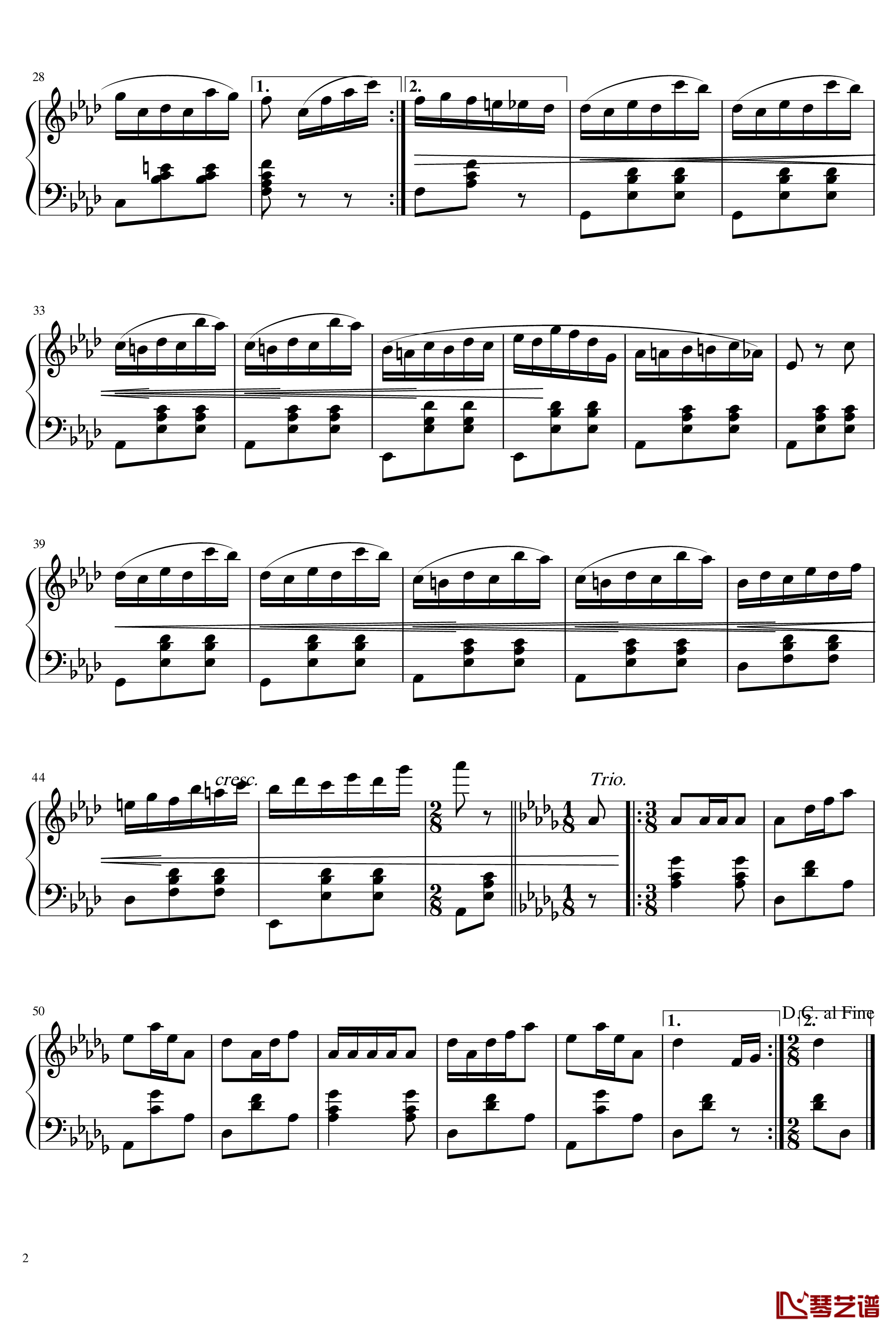 降A大调圆舞曲钢琴谱-肖邦2