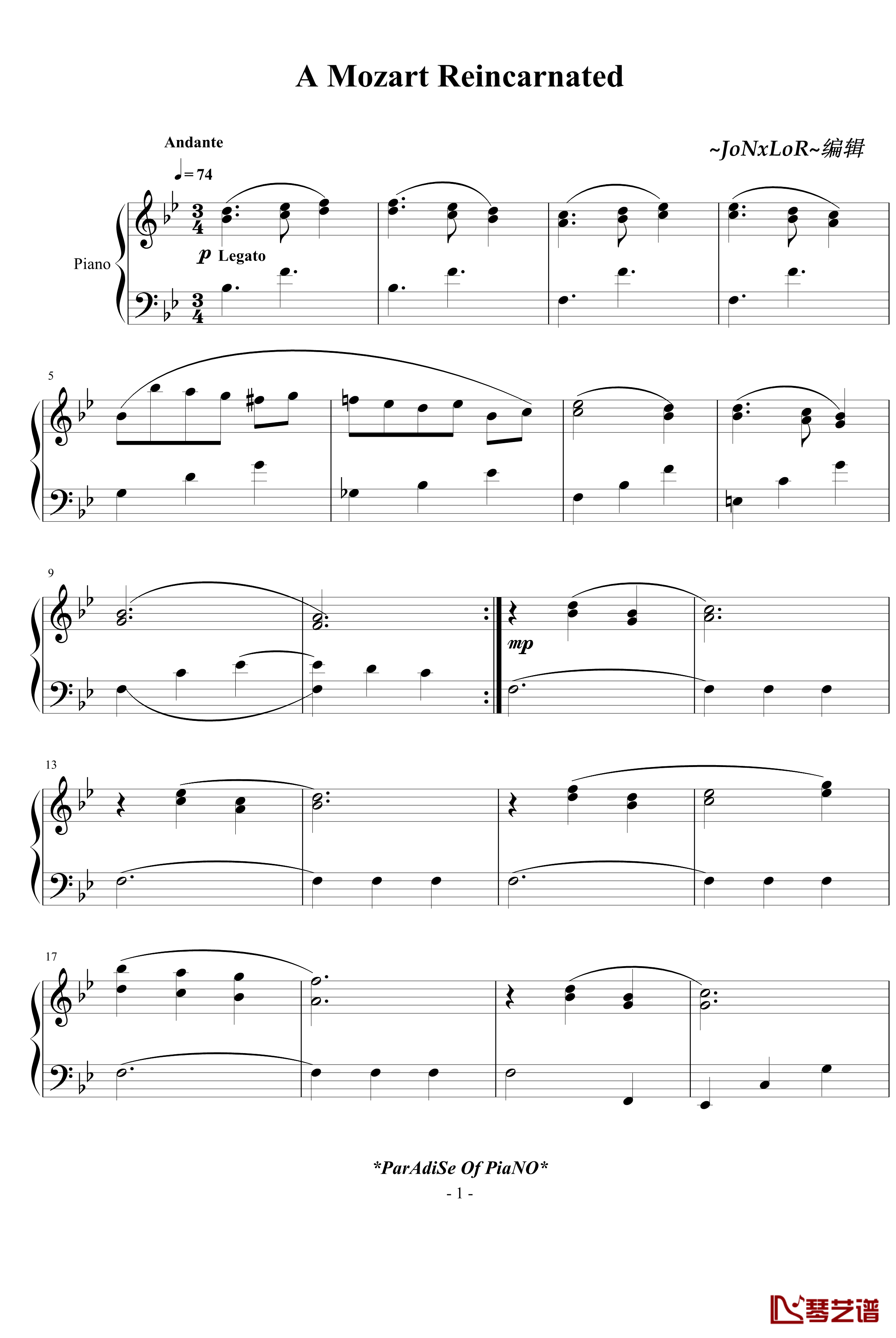 A Mozart Reincarnated钢琴谱-莫扎特1
