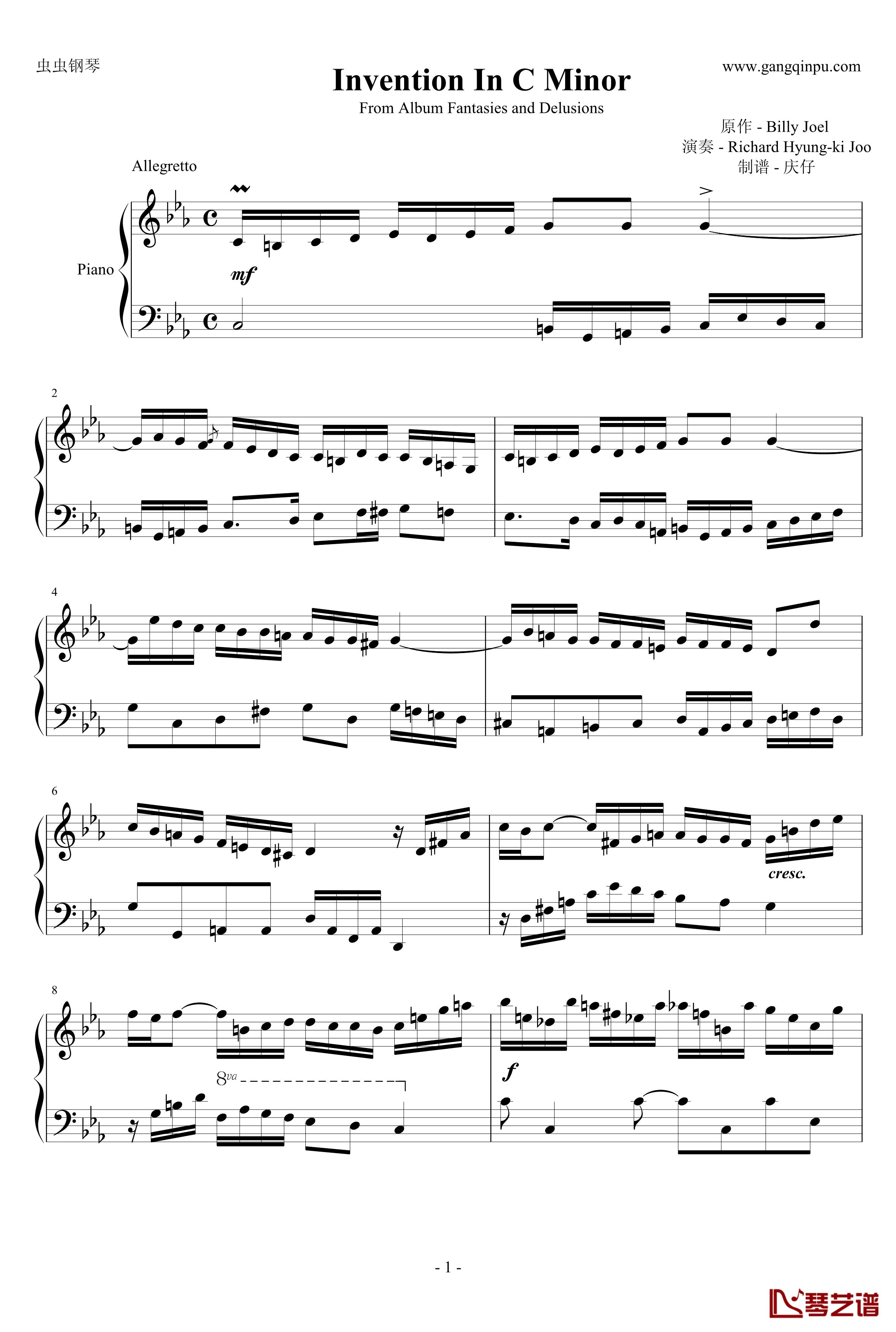 Invention In C Minor钢琴谱-Billy Joel1