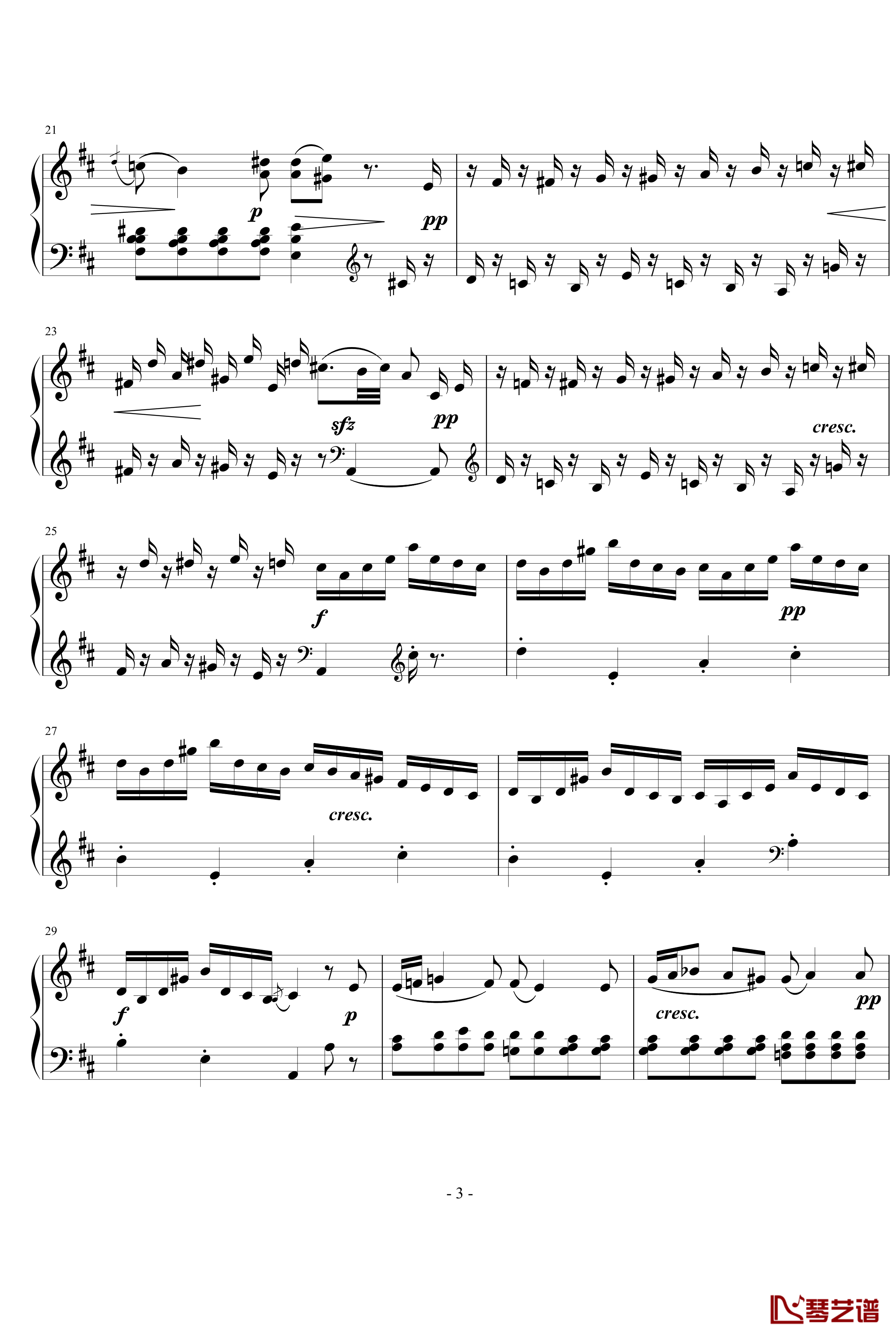 D大调奏鸣曲钢琴谱-世界名曲3
