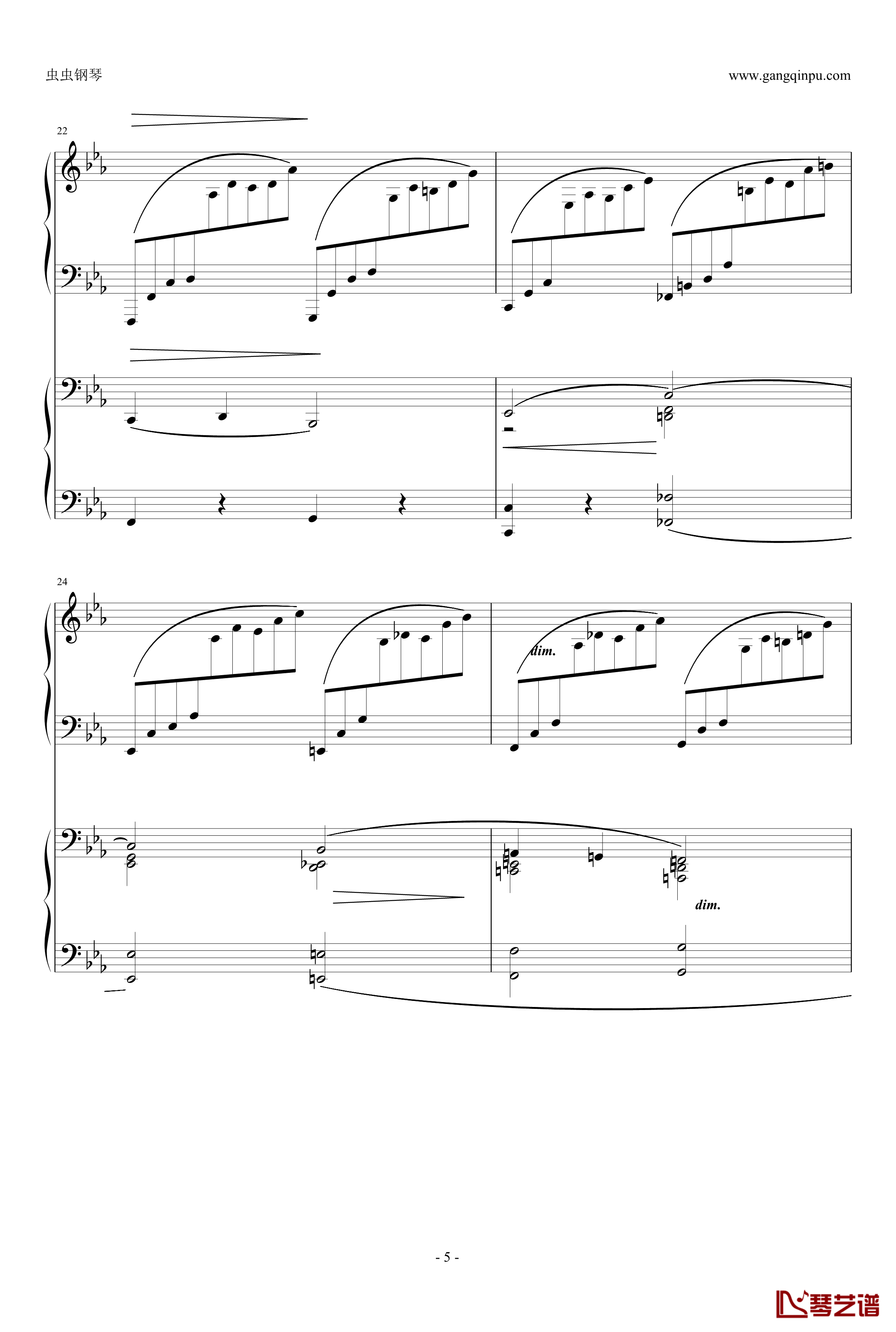 c小调第2钢琴协奏曲钢琴谱-拉赫马尼若夫5