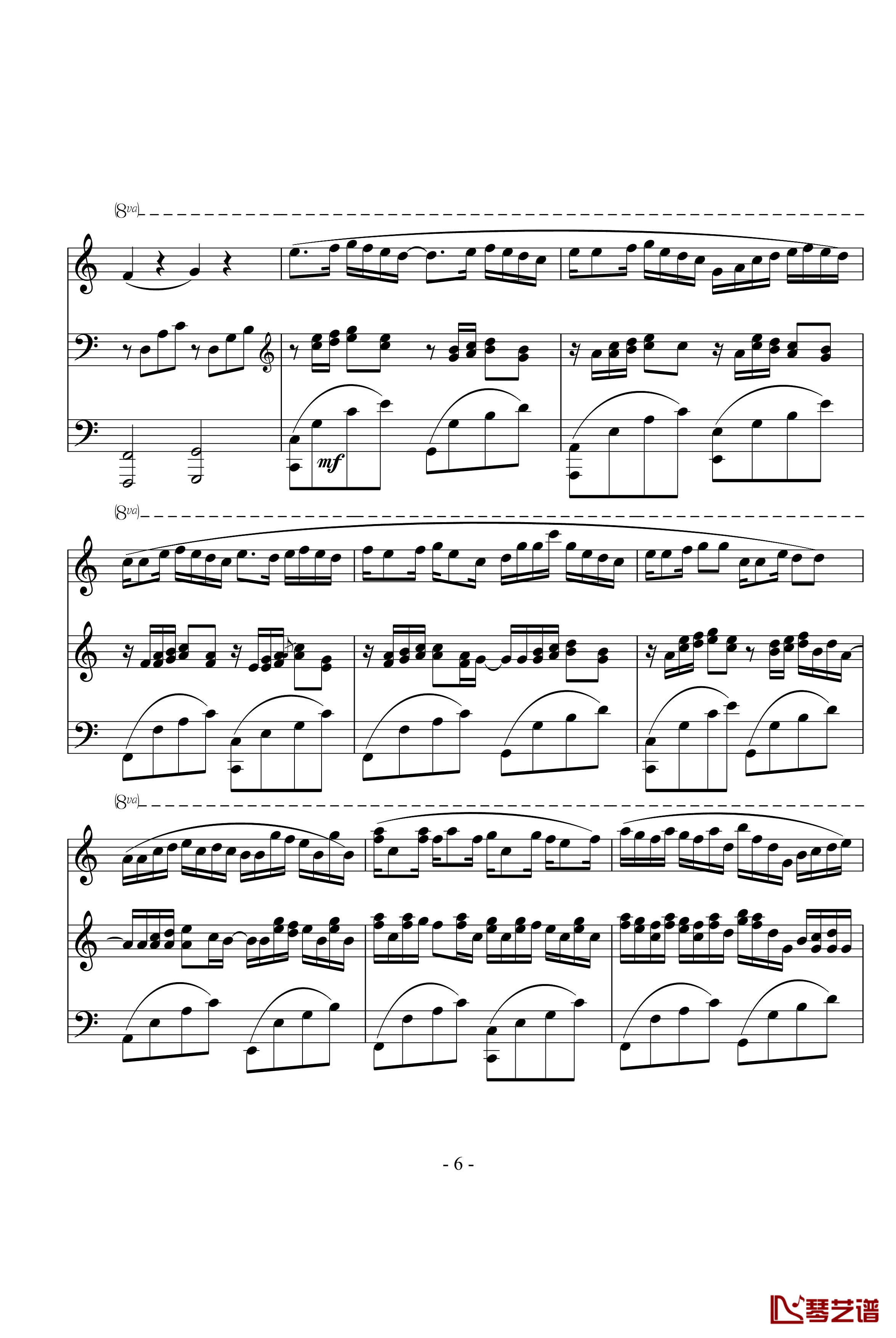 卡农钢琴谱-三手-帕赫贝尔-Pachelbel6