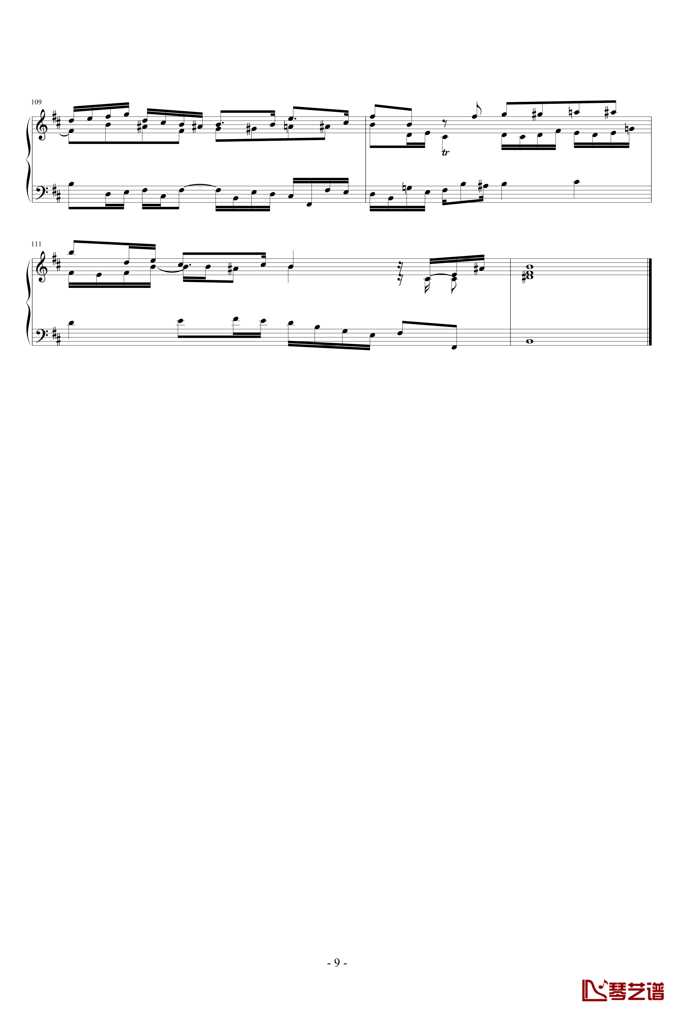 Fuga h-moll钢琴谱-巴赫-P.E.Bach9