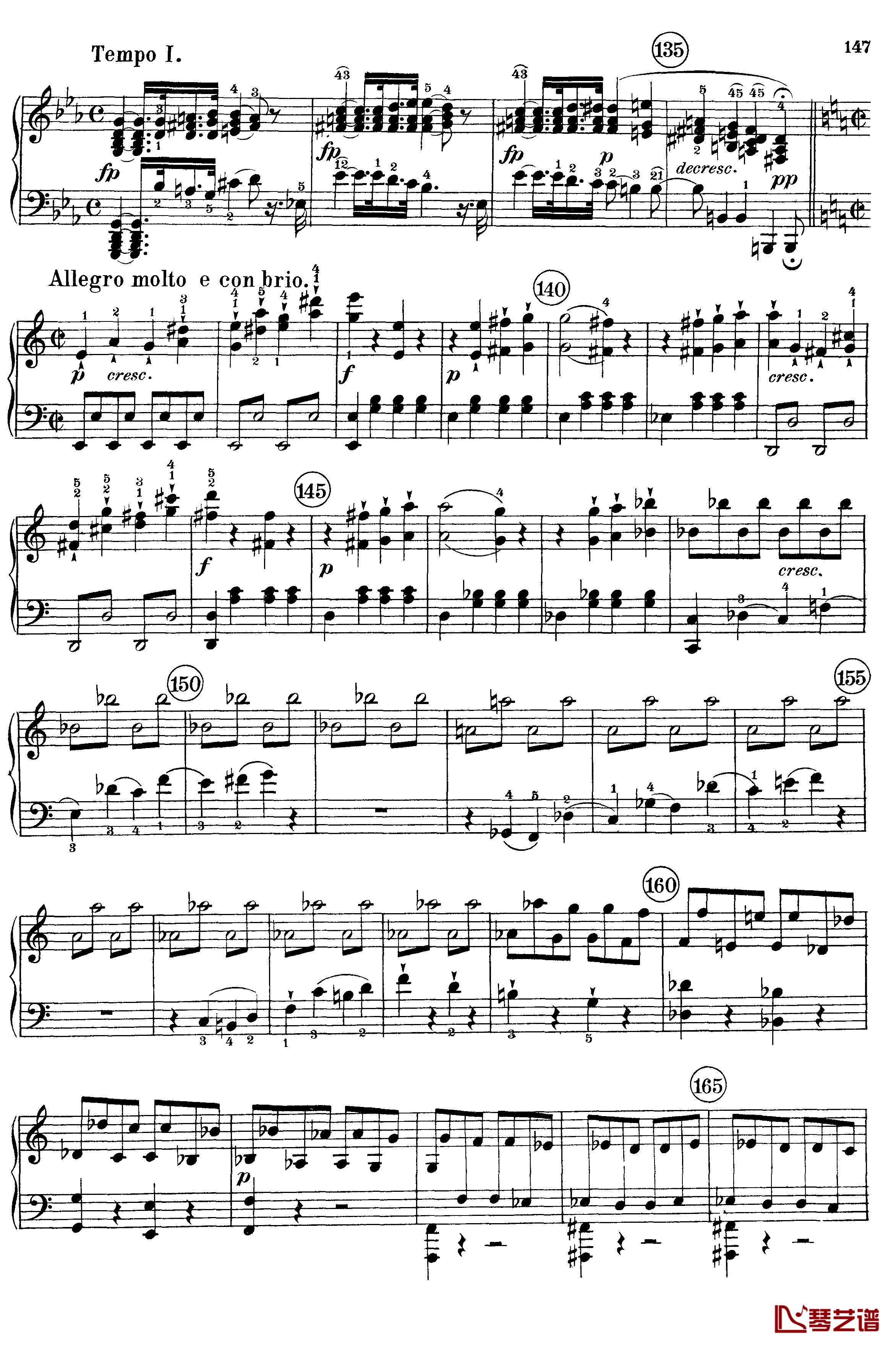 悲怆钢琴谱-c小调第八号钢琴奏鸣曲-全乐章-带指法版-贝多芬-beethoven5
