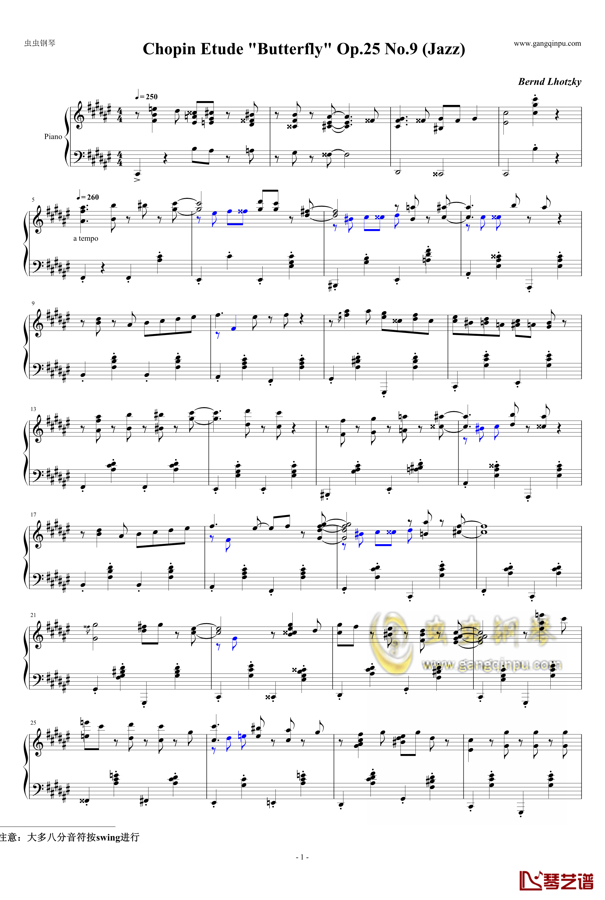 Jazz Chopin Etude Op.25 No.9钢琴谱-独奏-Bernd Lhotzky1