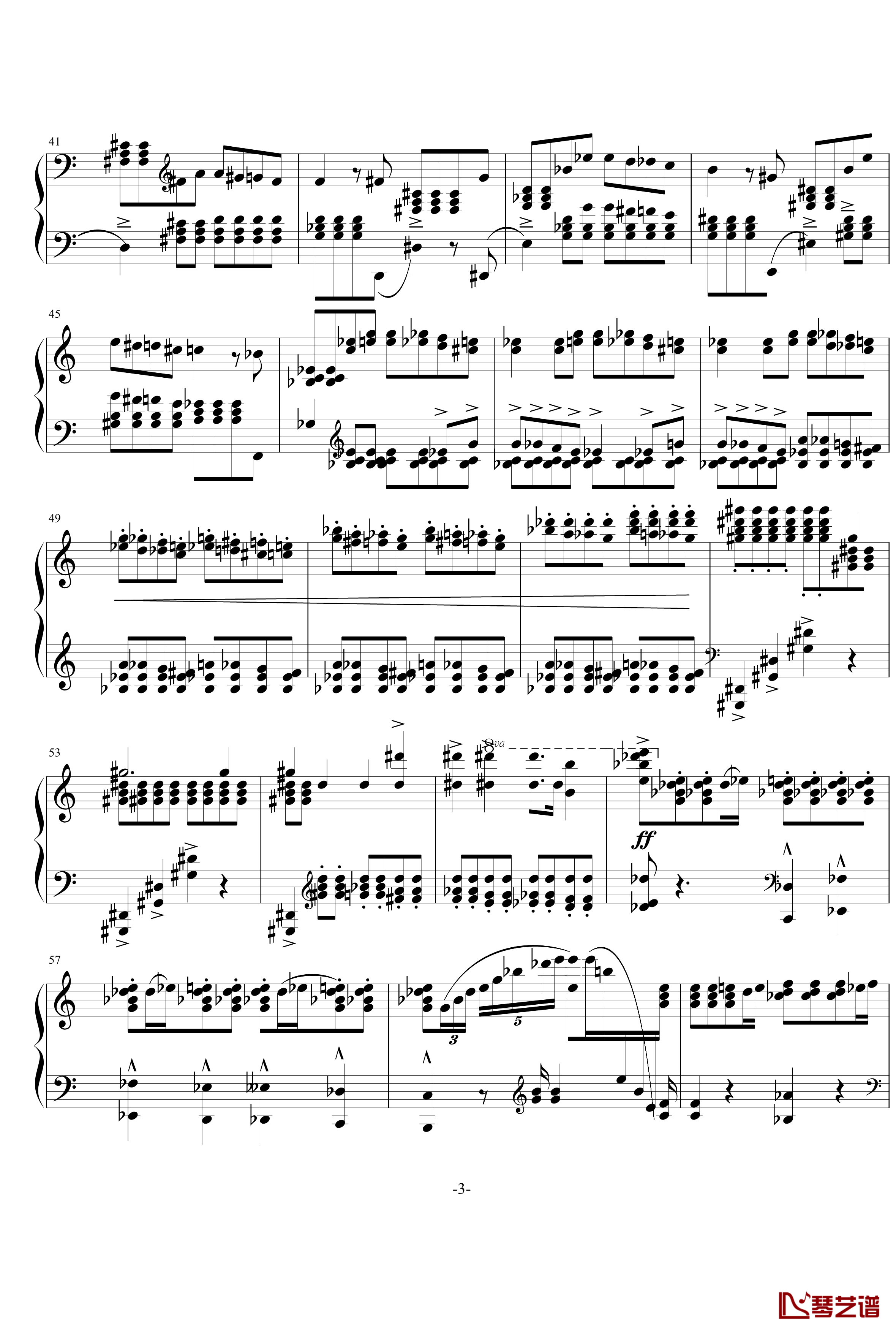 普罗科菲耶夫四首小品之四：魔鬼的诱惑钢琴谱-普罗科非耶夫3