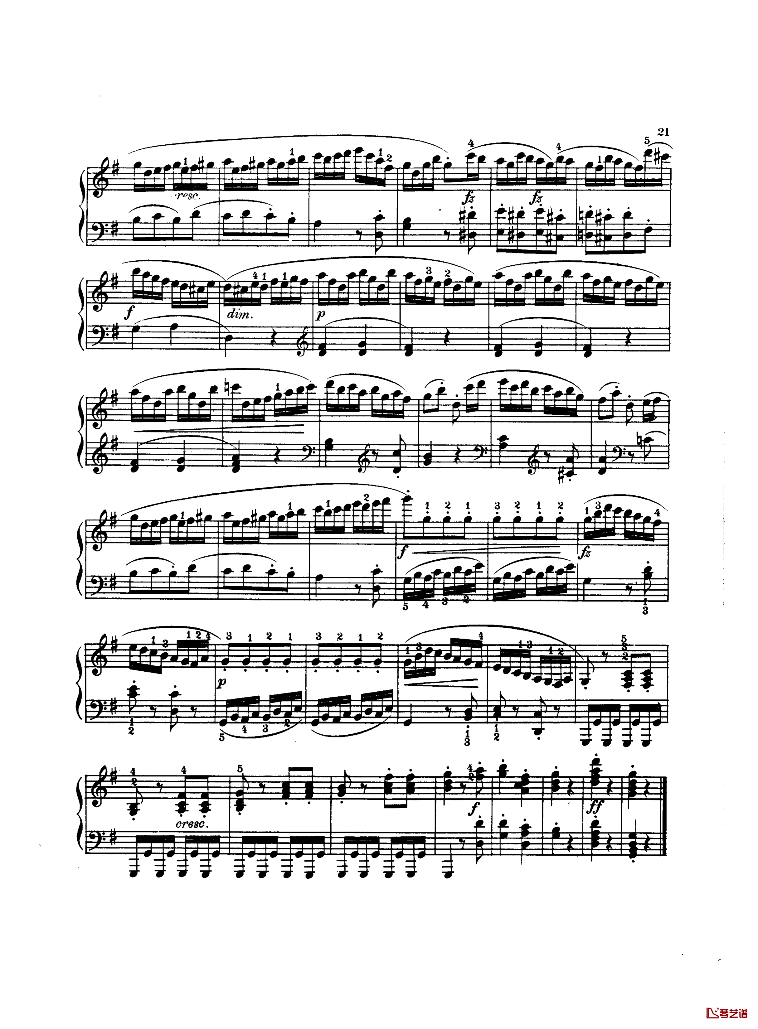 吉普赛回旋曲钢琴谱-带指法版-海顿6