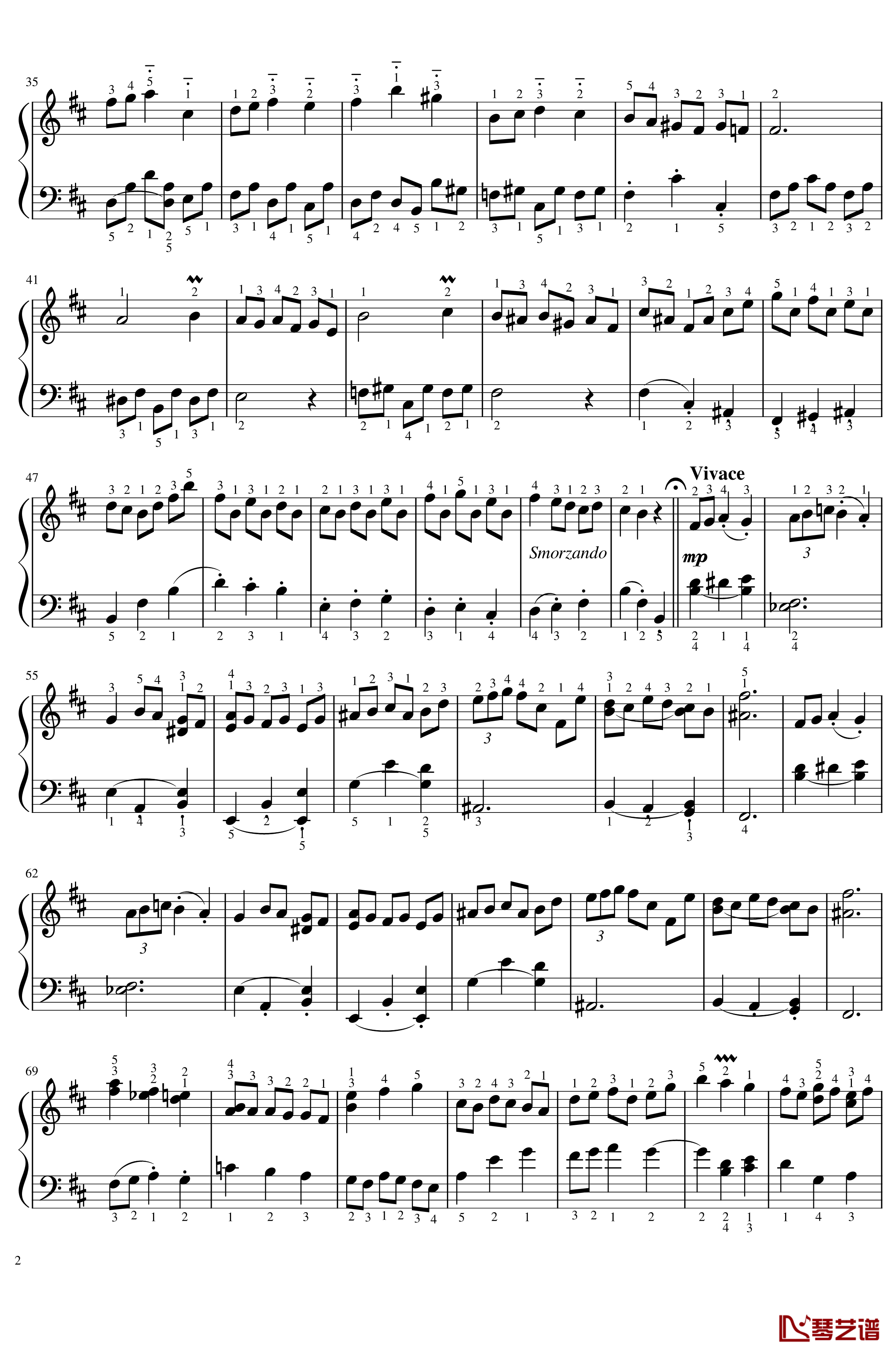 B小调法国组曲No.3小步舞曲钢琴谱-带指法-巴哈-Bach, Johann Sebastian2