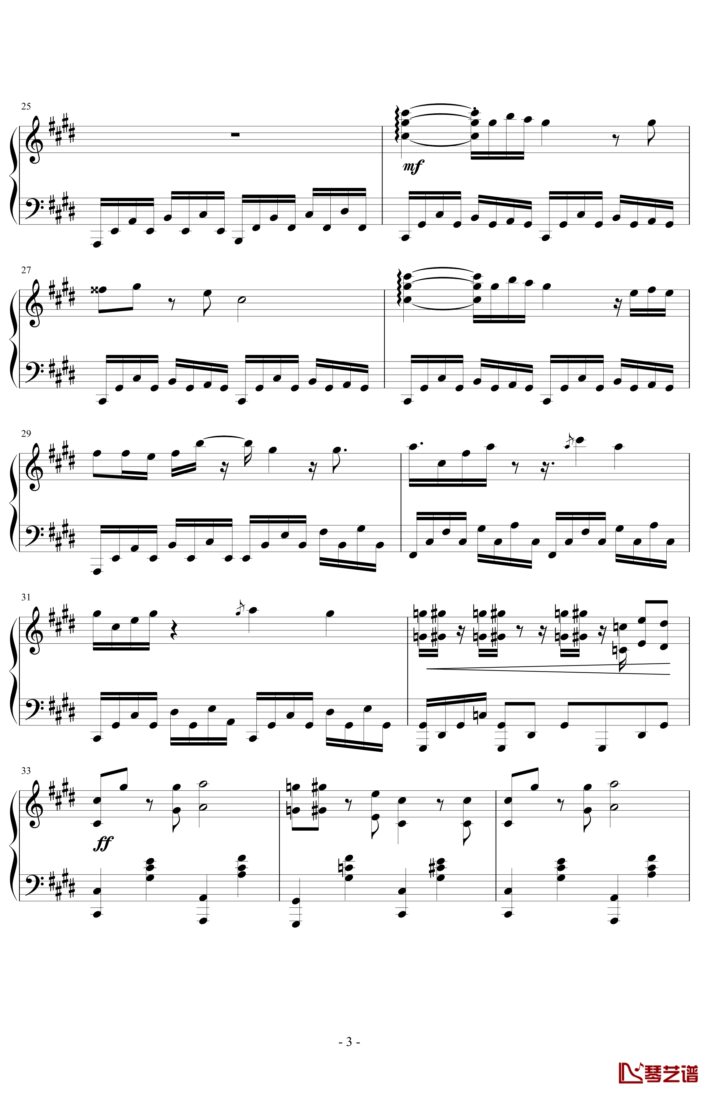 当心月光钢琴谱-贝多芬-beethoven3