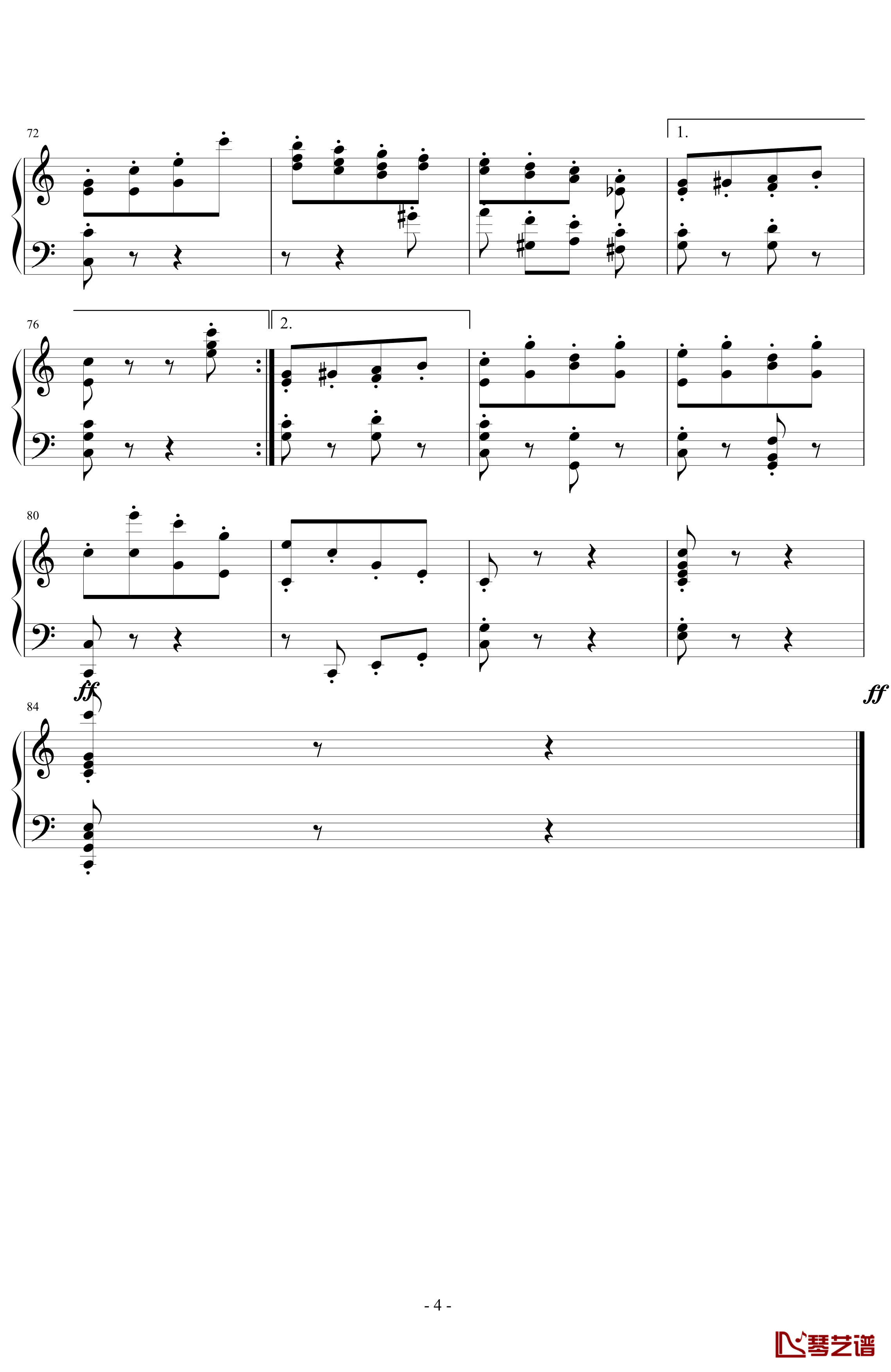 拨弦波尔卡钢琴谱-独奏版-世界名曲4