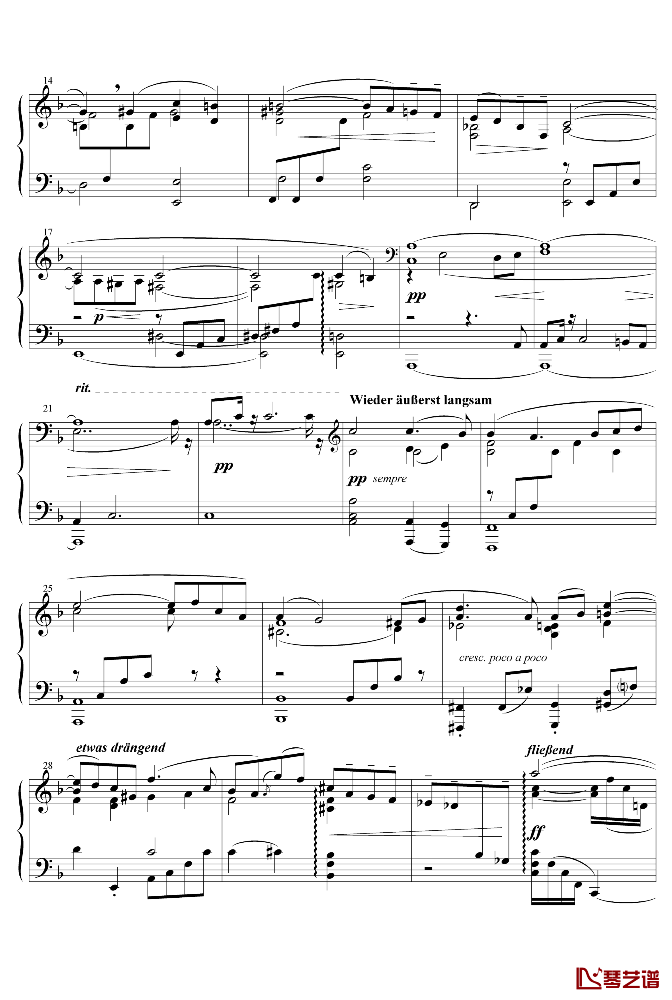 升c小调第五交响曲钢琴谱-第四乐章-小柔板-马勒-Z.D.Lin2
