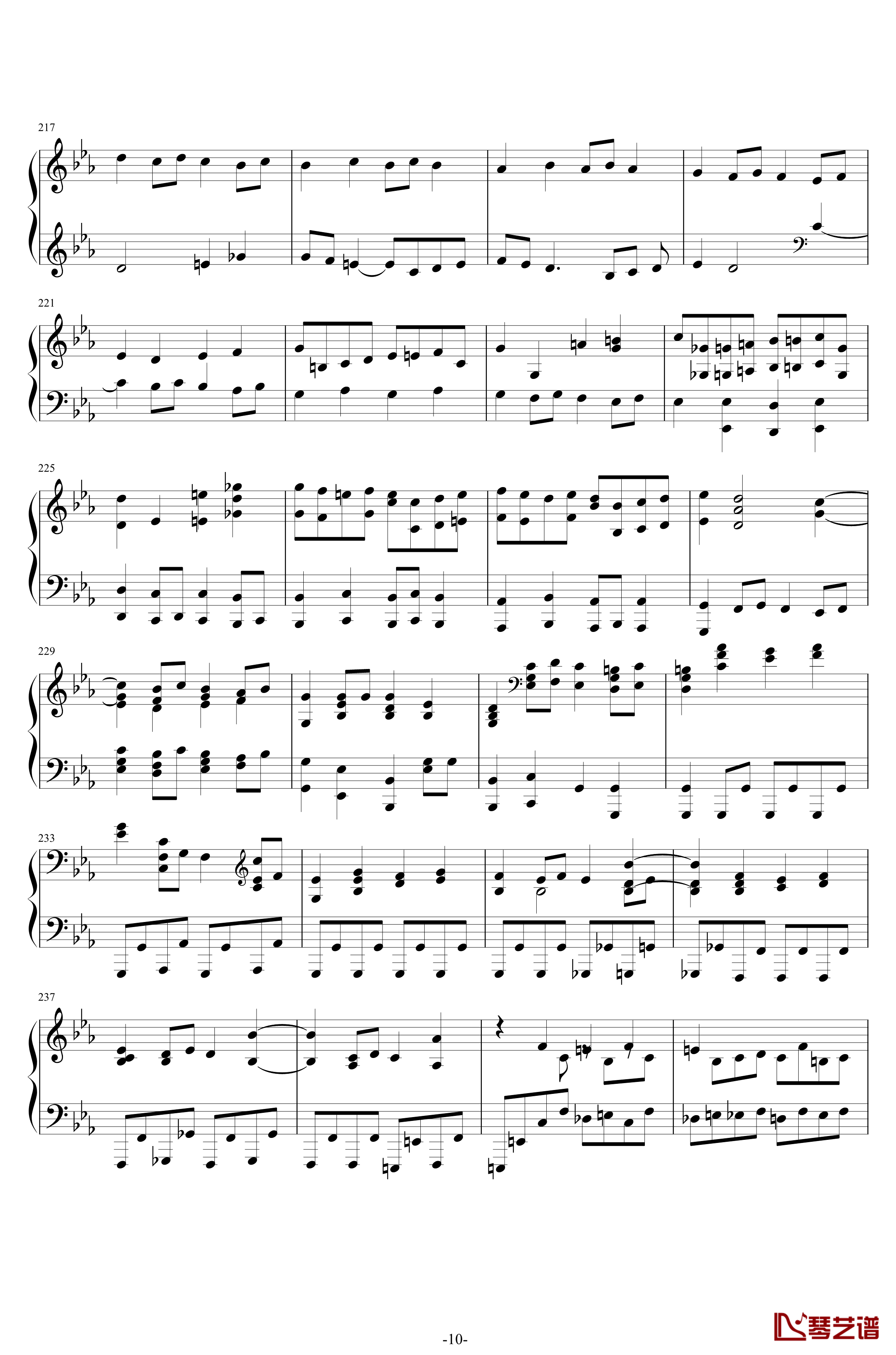 第二钢琴协奏曲钢琴谱--第三乐章独奏版-拉赫马尼若夫-c小调10