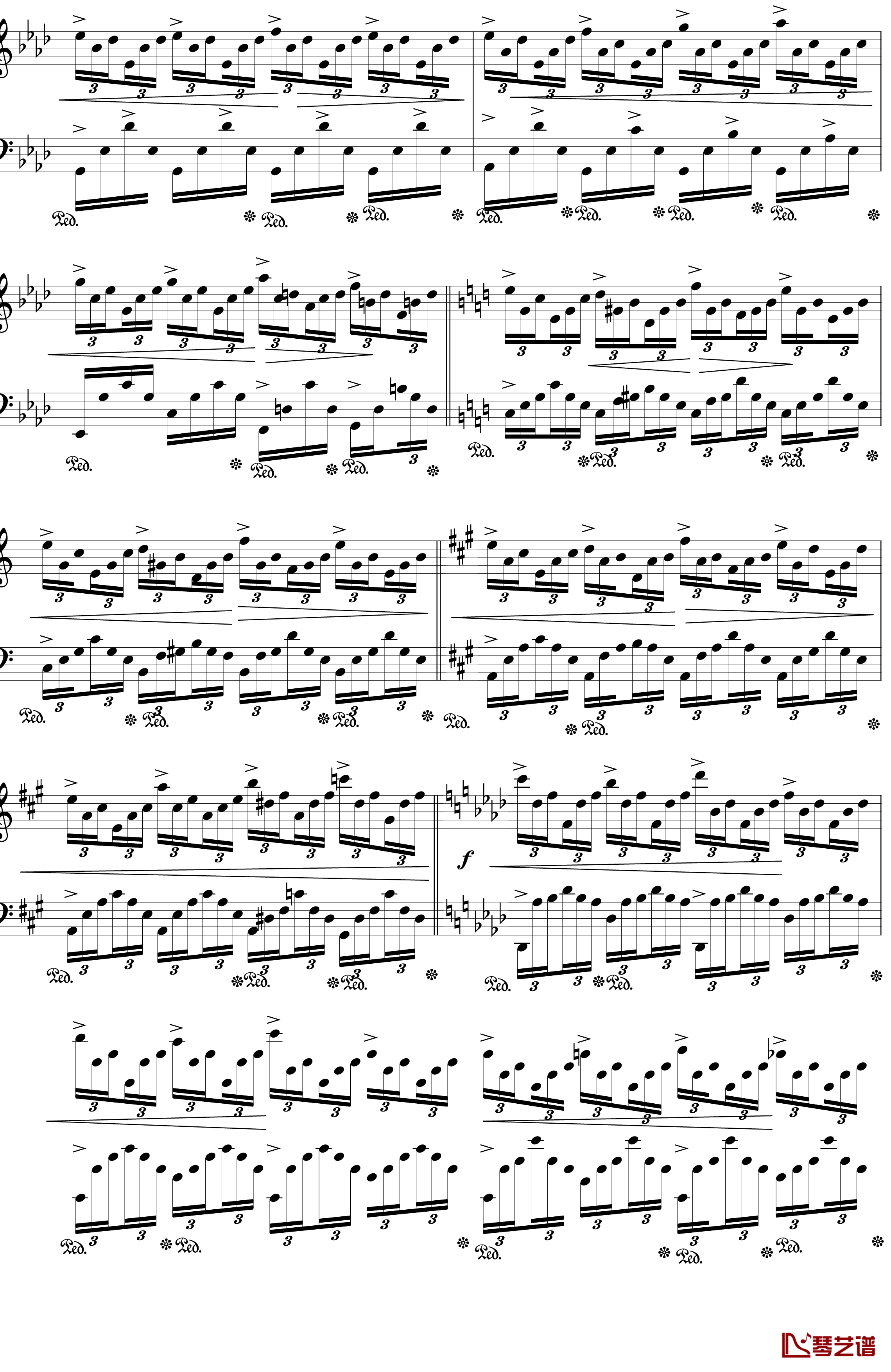 肖邦练习曲op25no1钢琴谱-竖琴-肖邦3
