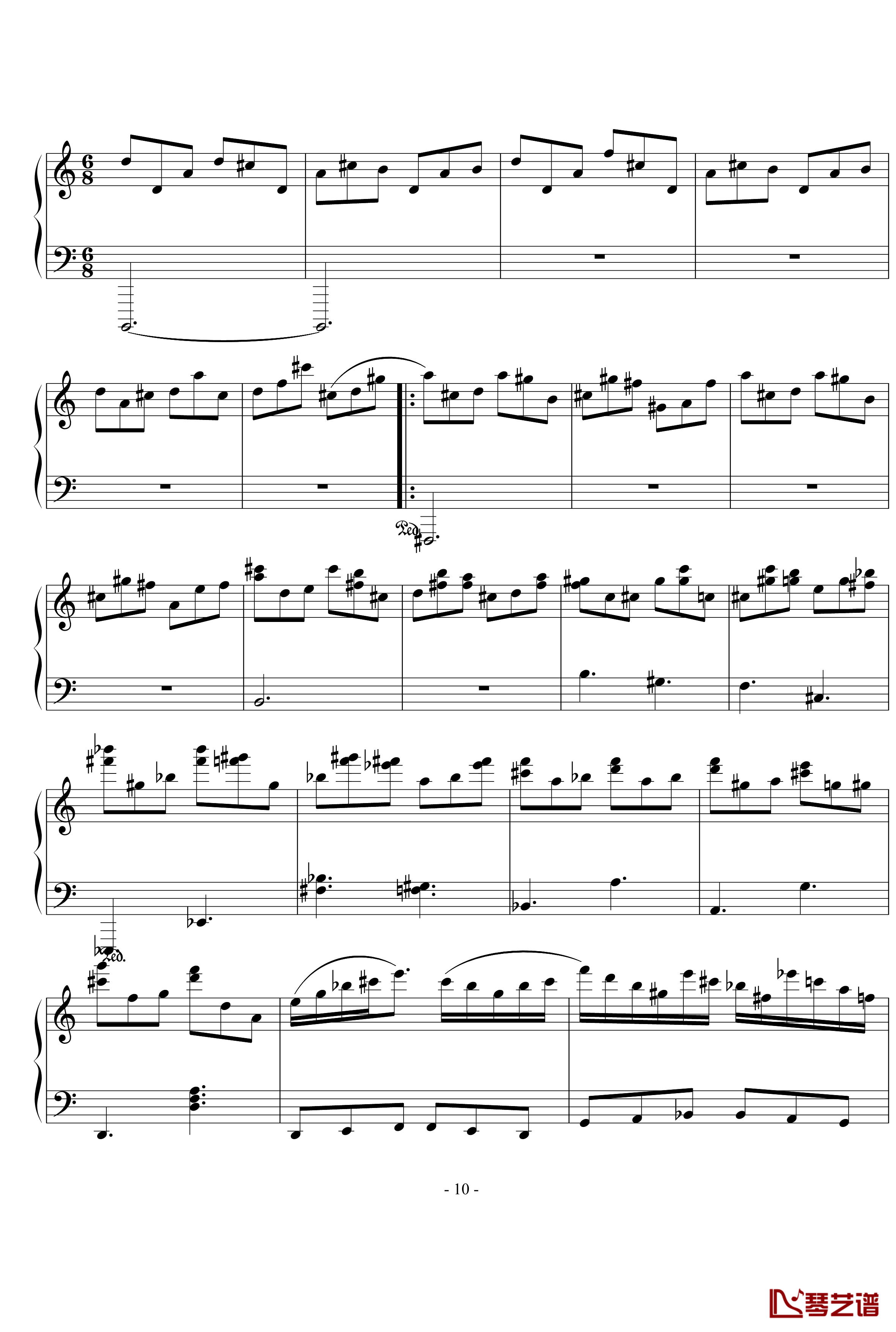 浪漫主义音乐的传统钢琴谱-幻想曲-D大调-流行追梦人10