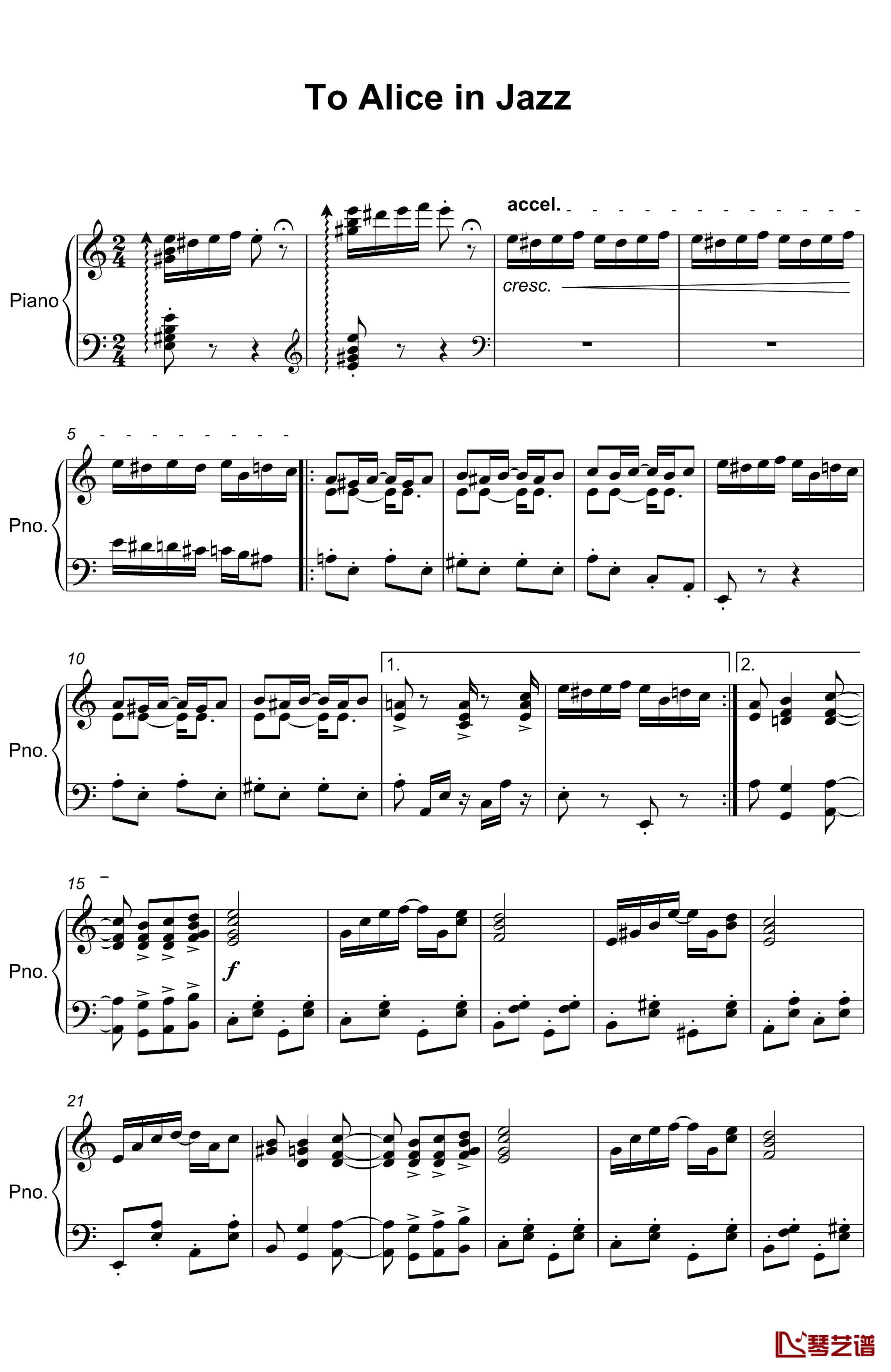 To alice in Jazz钢琴谱-欧美经典1