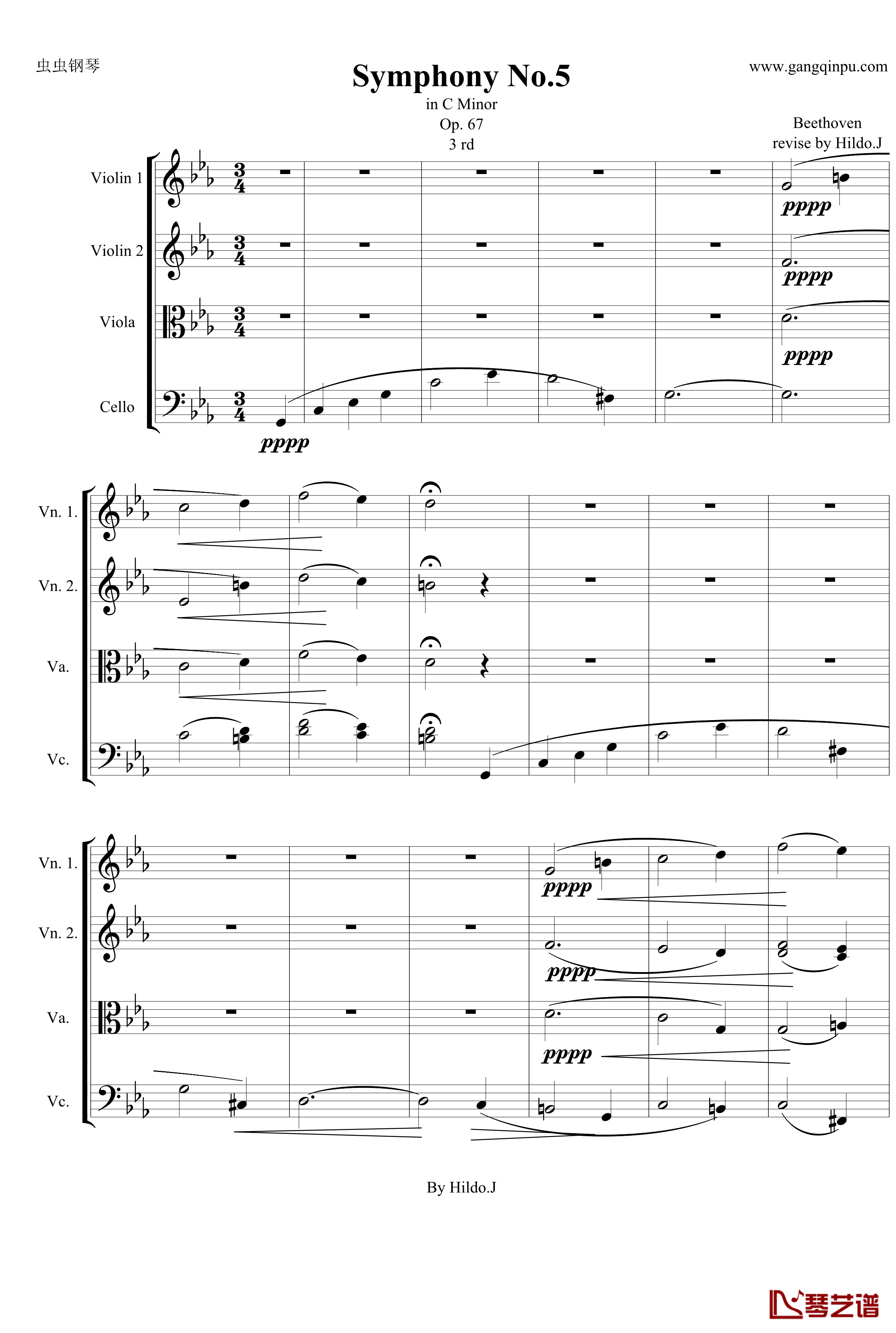 命运交响曲第三乐章钢琴谱-弦乐版-贝多芬-beethoven1