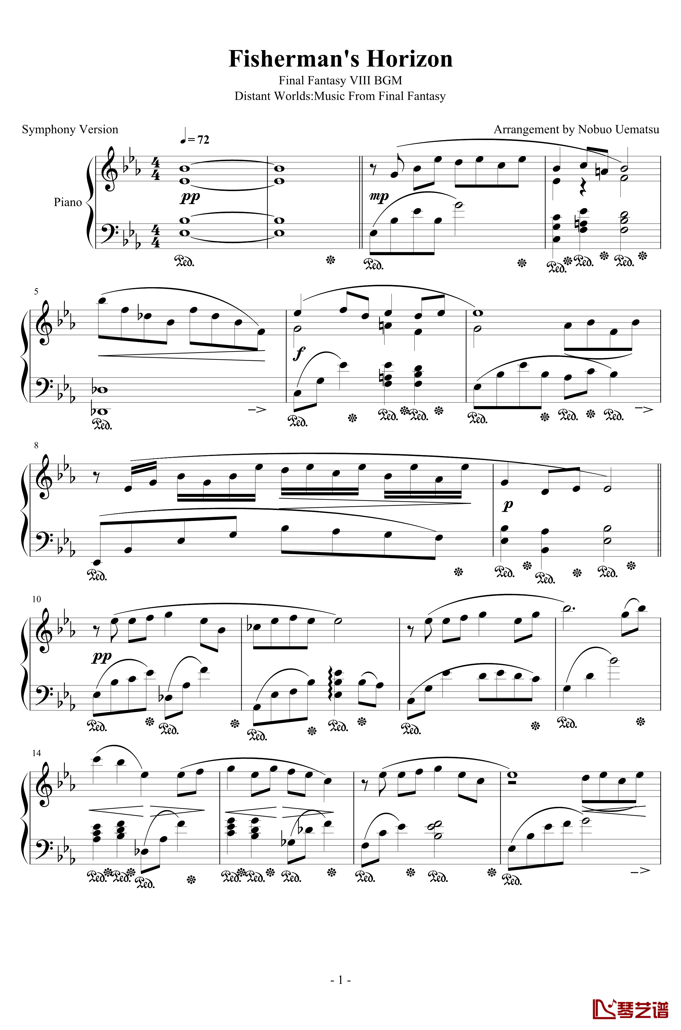 Fisherman's Horizon钢琴谱-交响乐版-最终幻想1