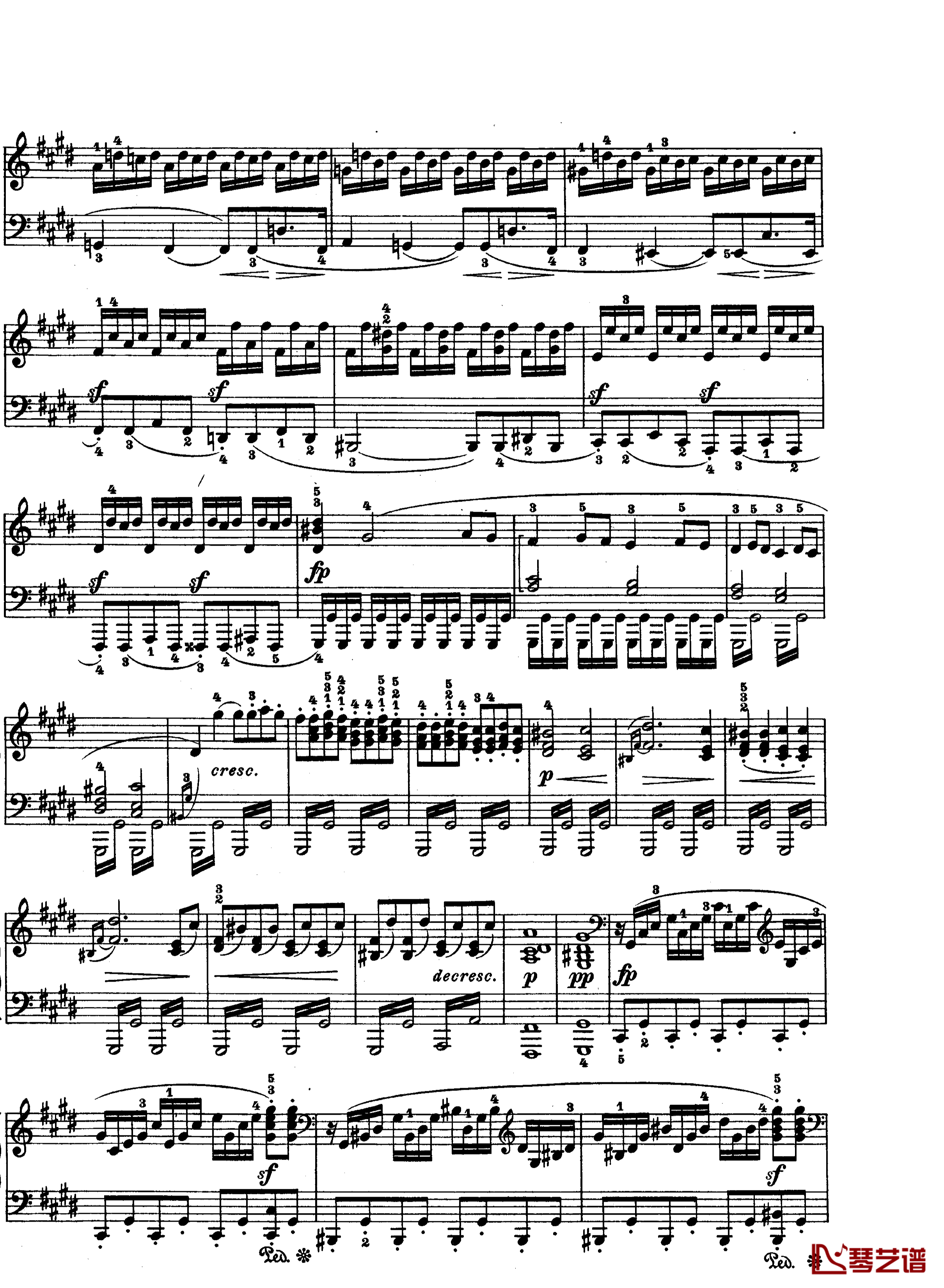 月光曲钢琴谱-第十四钢琴奏鸣曲-Op.27 No.2-贝多芬-beethoven9