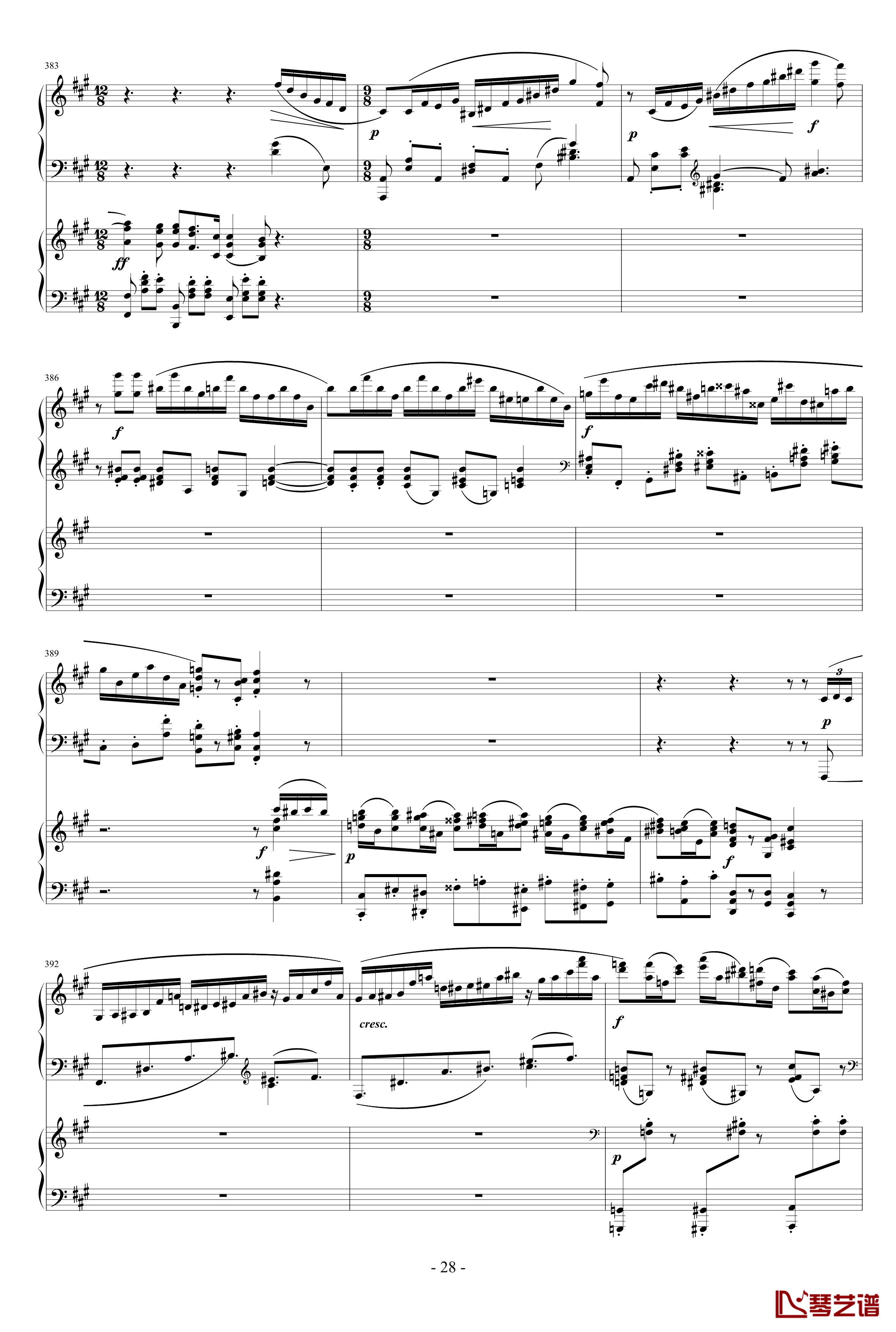 拉赫玛尼诺夫第一钢琴协奏曲 Op.1钢琴谱-拉赫马尼若夫28