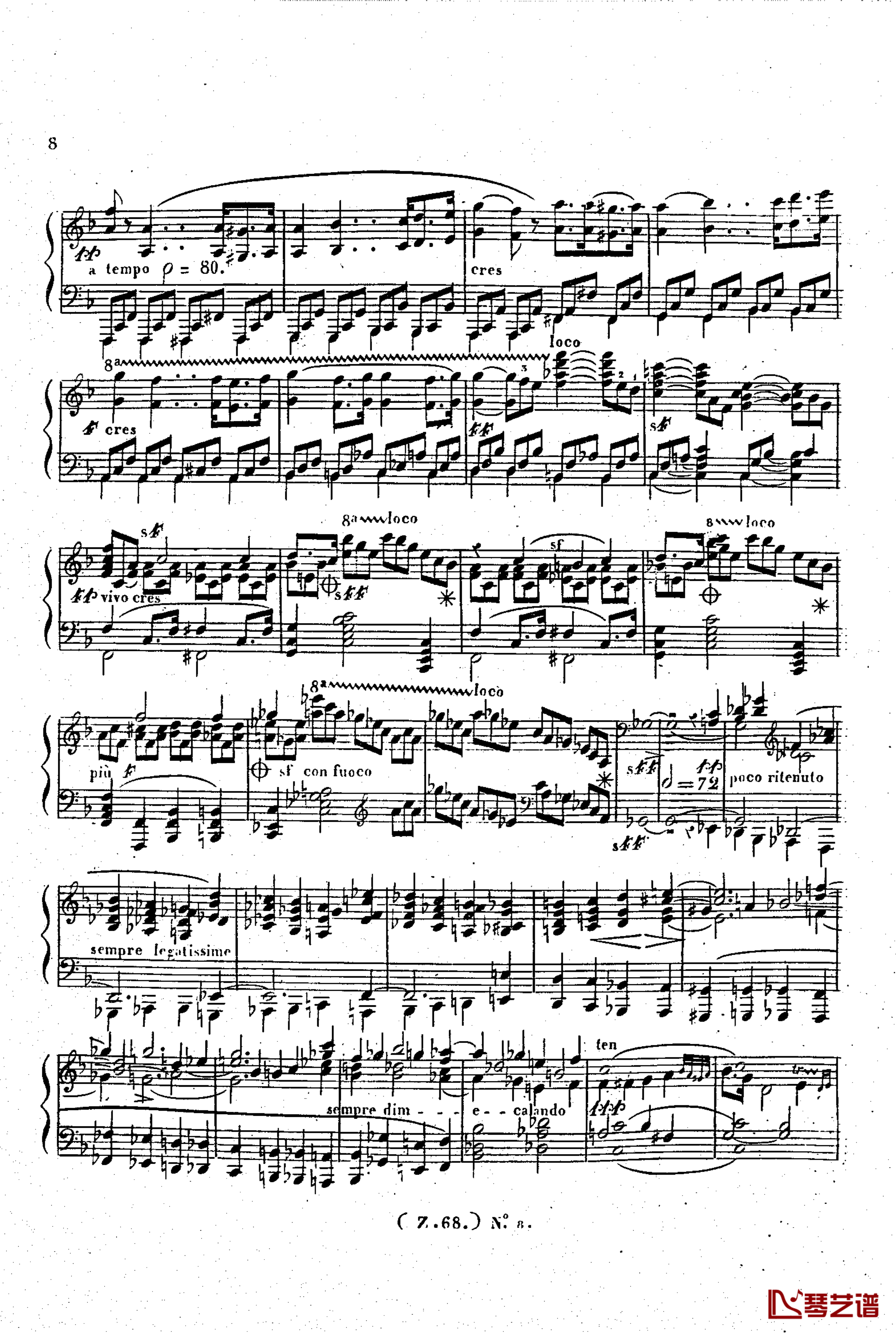  d小调第六钢琴奏鸣曲 Op.124钢琴谱-车尔尼-Czerny9