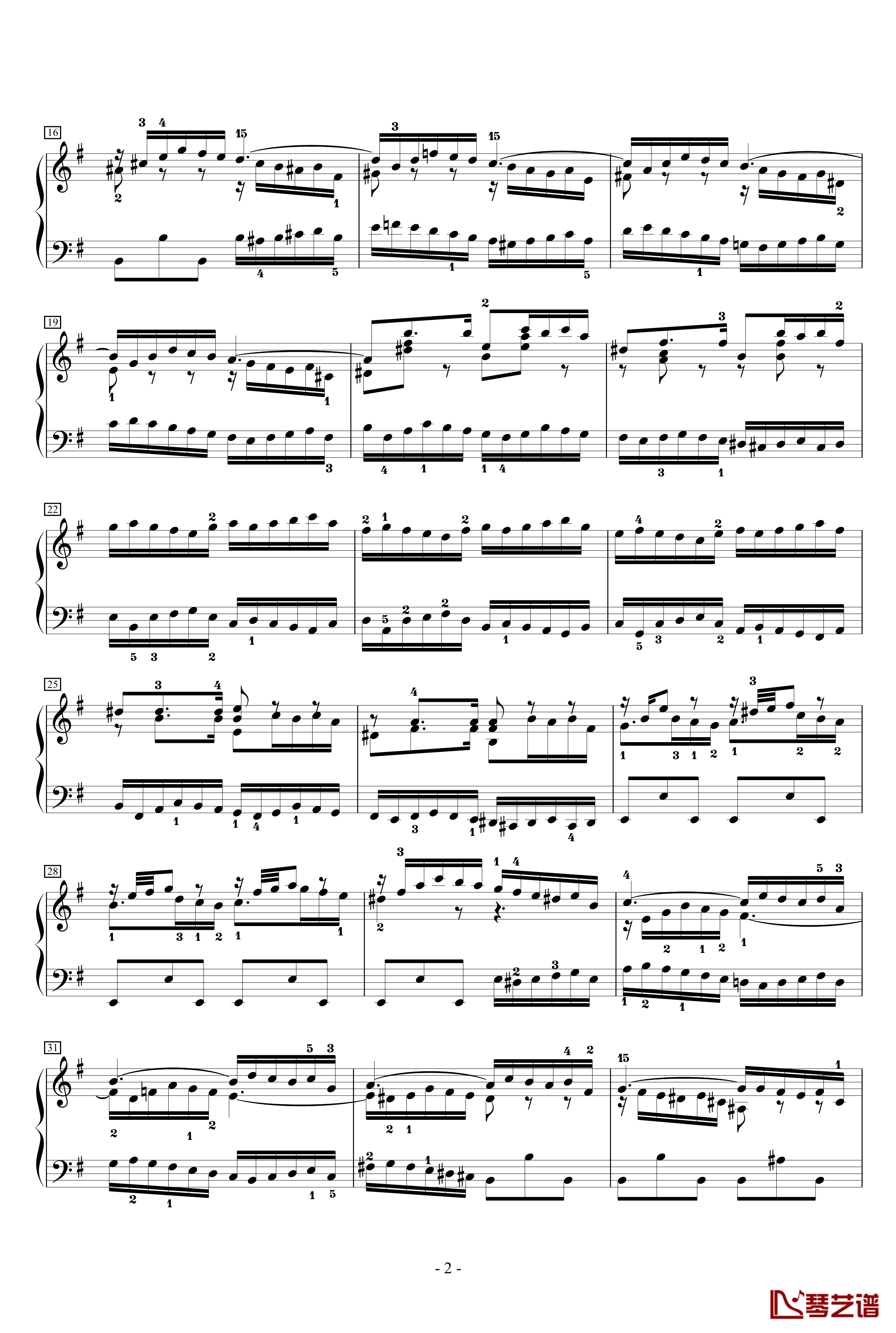前奏曲英国组曲5-J.S钢琴谱-巴赫2