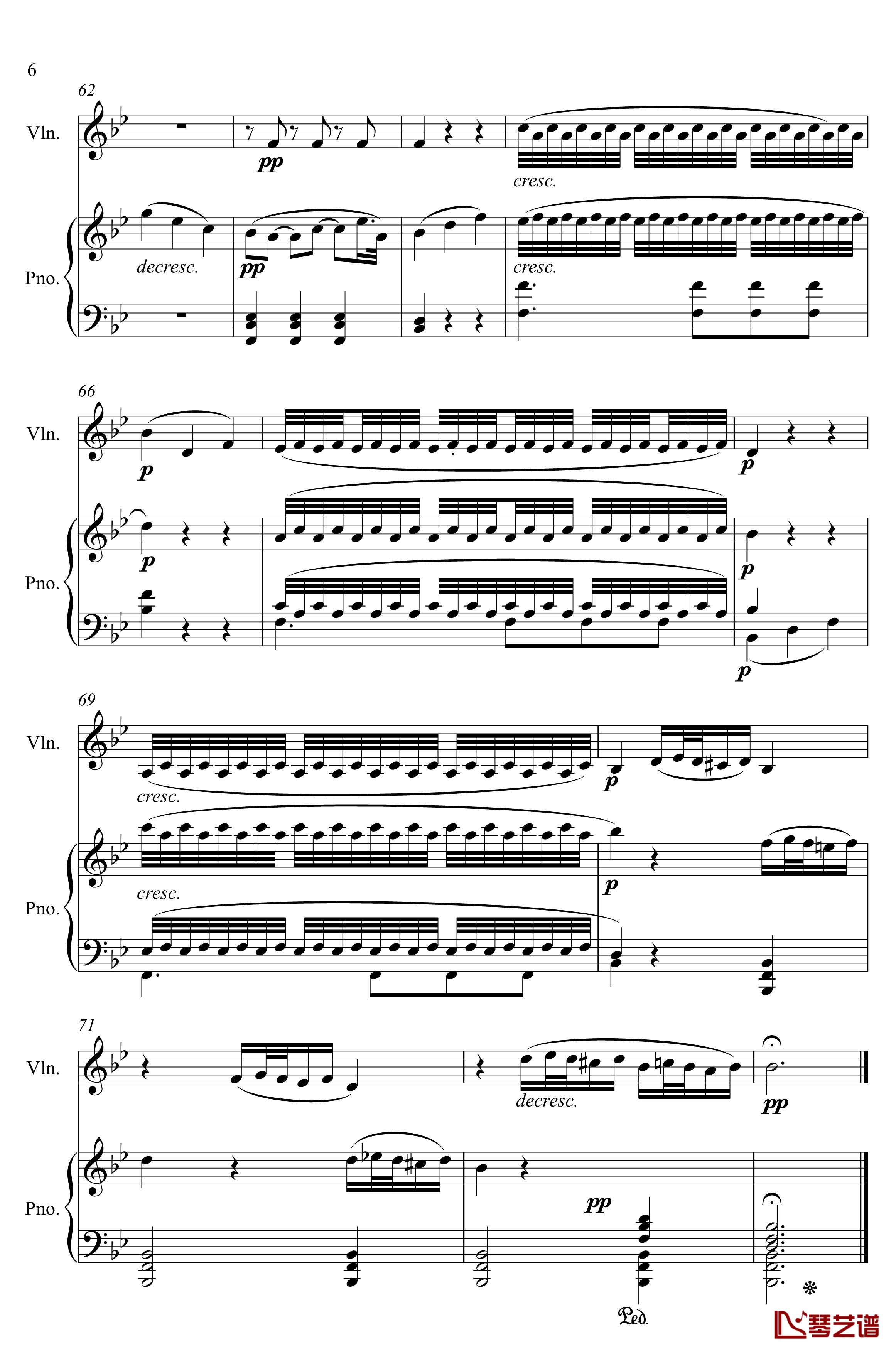第5小提琴与钢琴奏鸣曲-第二乐章钢琴谱-贝多芬-beethoven6