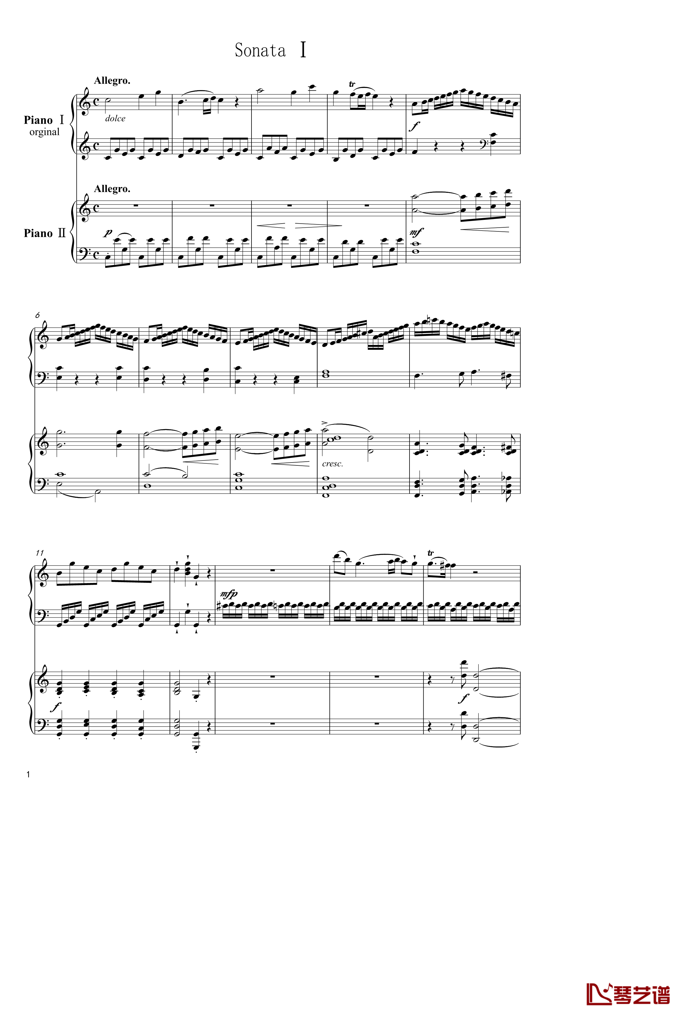 Sonata In C Major, K 545钢琴谱-双钢琴-莫扎特1