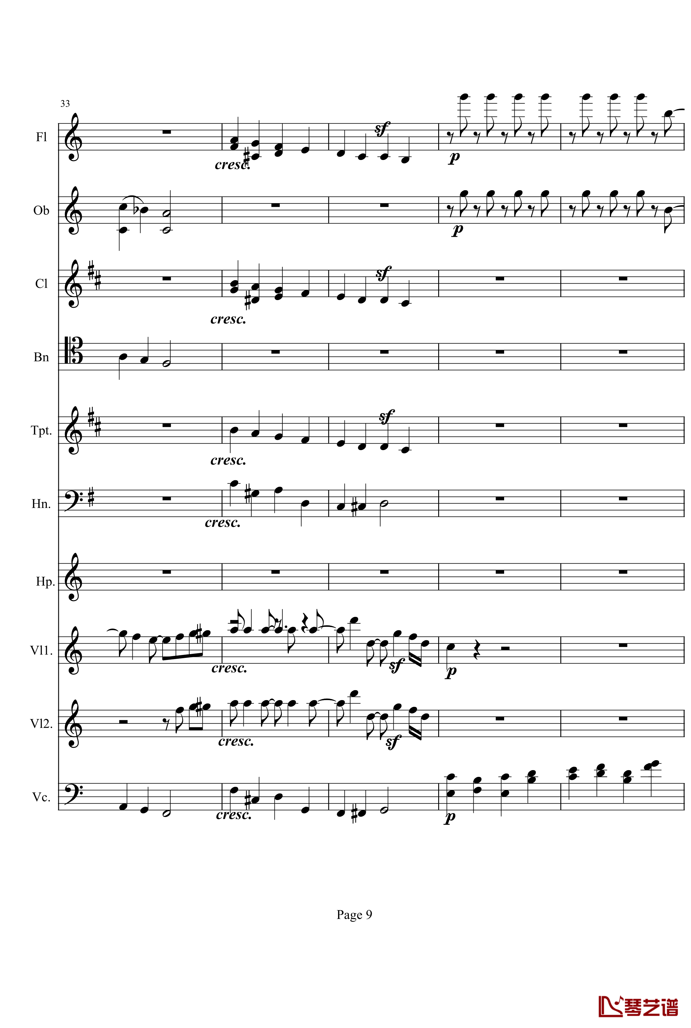 奏鸣曲之交响钢琴谱-第10首-Ⅱ-贝多芬-beethoven9