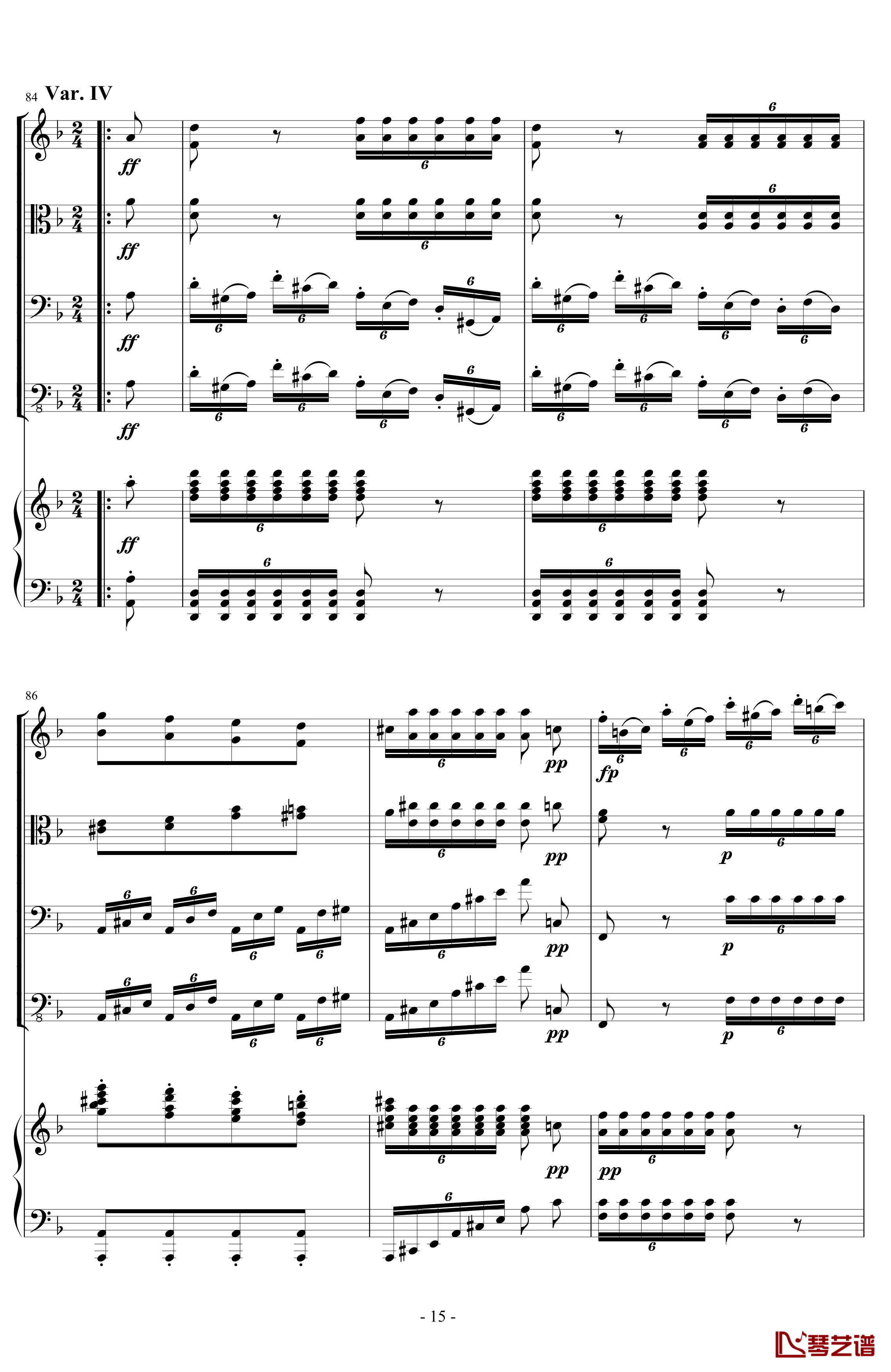 A大调弦乐五重奏“鳟鱼”第四乐章钢琴谱-总谱-舒伯特15