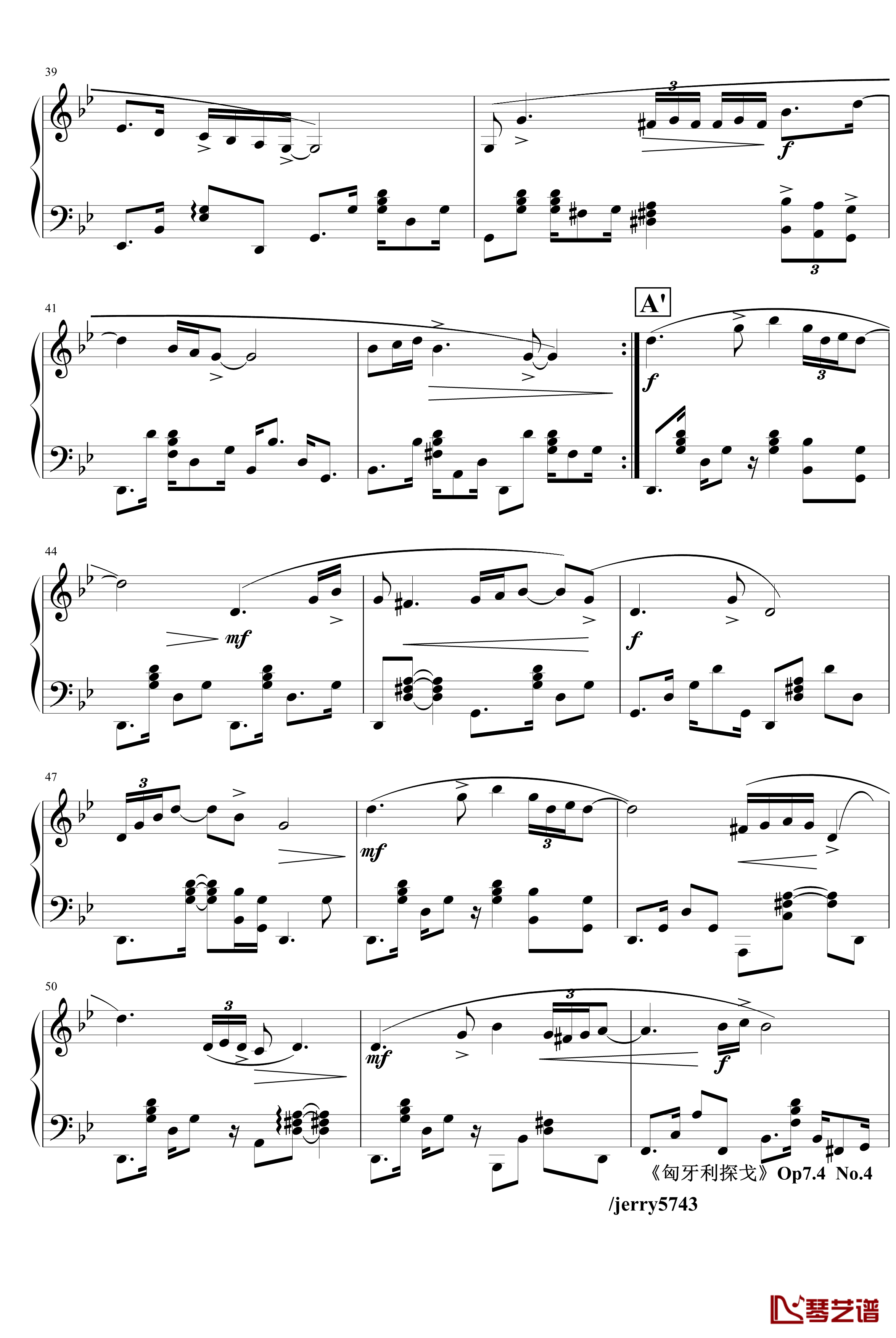 匈牙利探戈Op7.4钢琴谱-异国风情-jerry57434