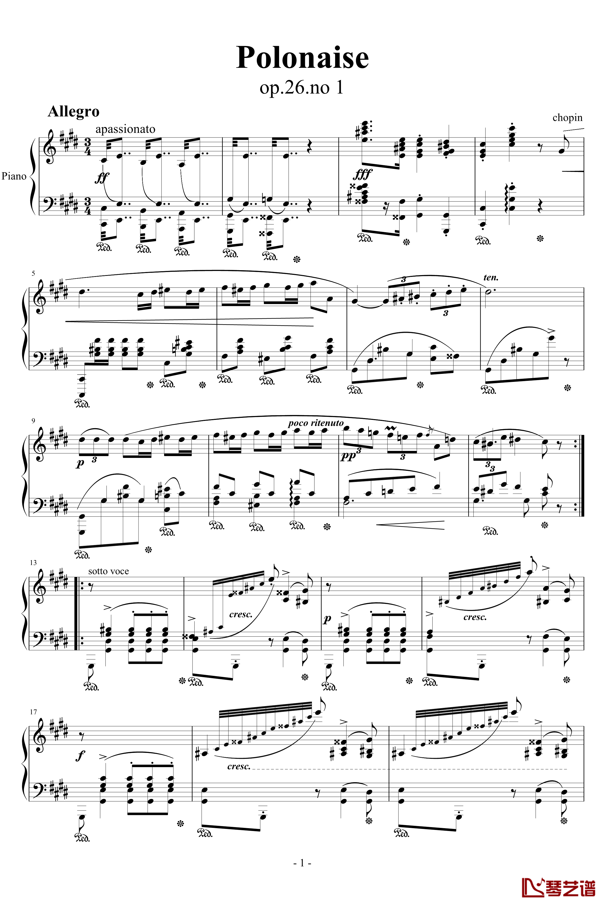 升c小调波罗乃兹舞曲钢琴谱-肖邦-chopin1