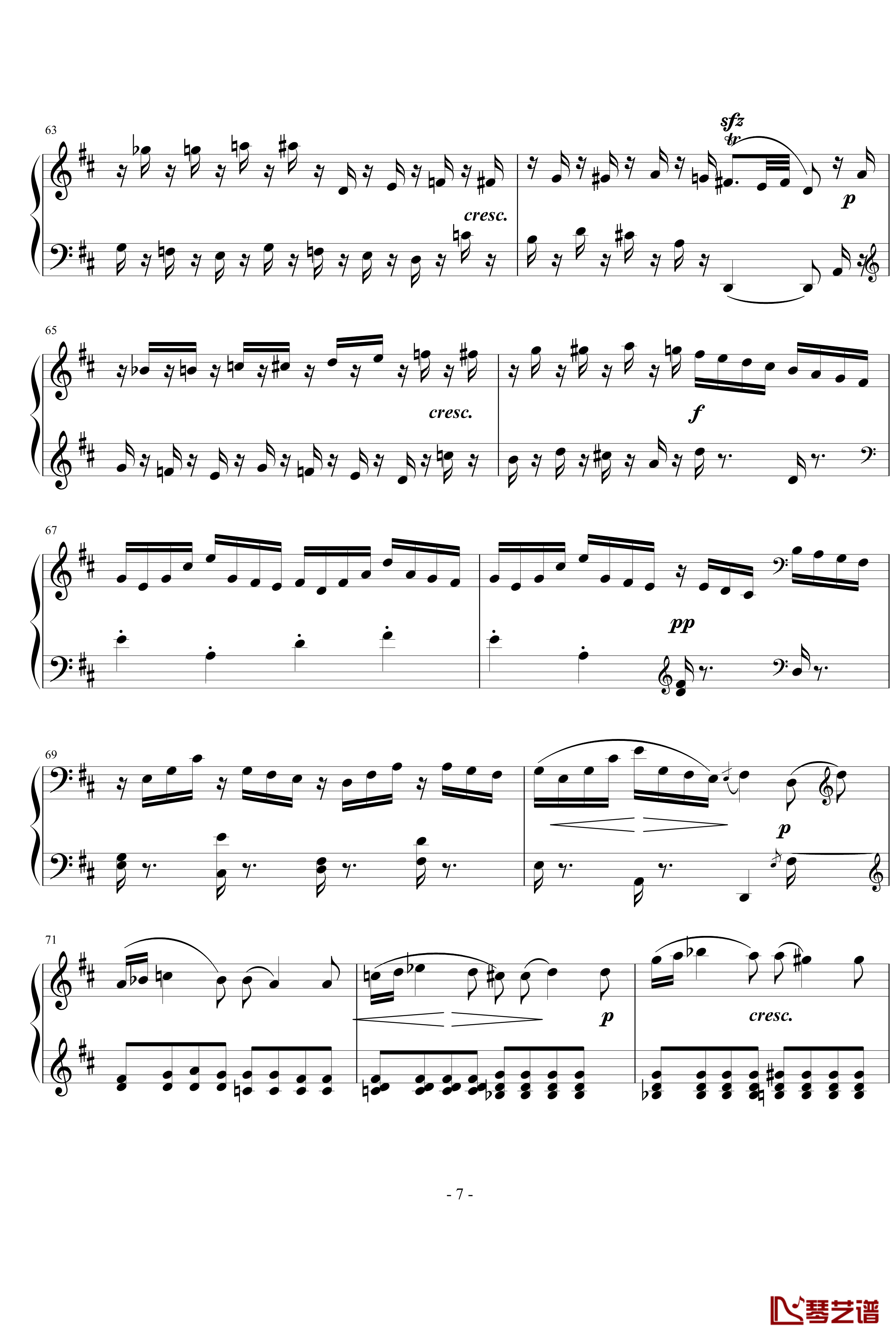 D大调奏鸣曲钢琴谱-世界名曲7