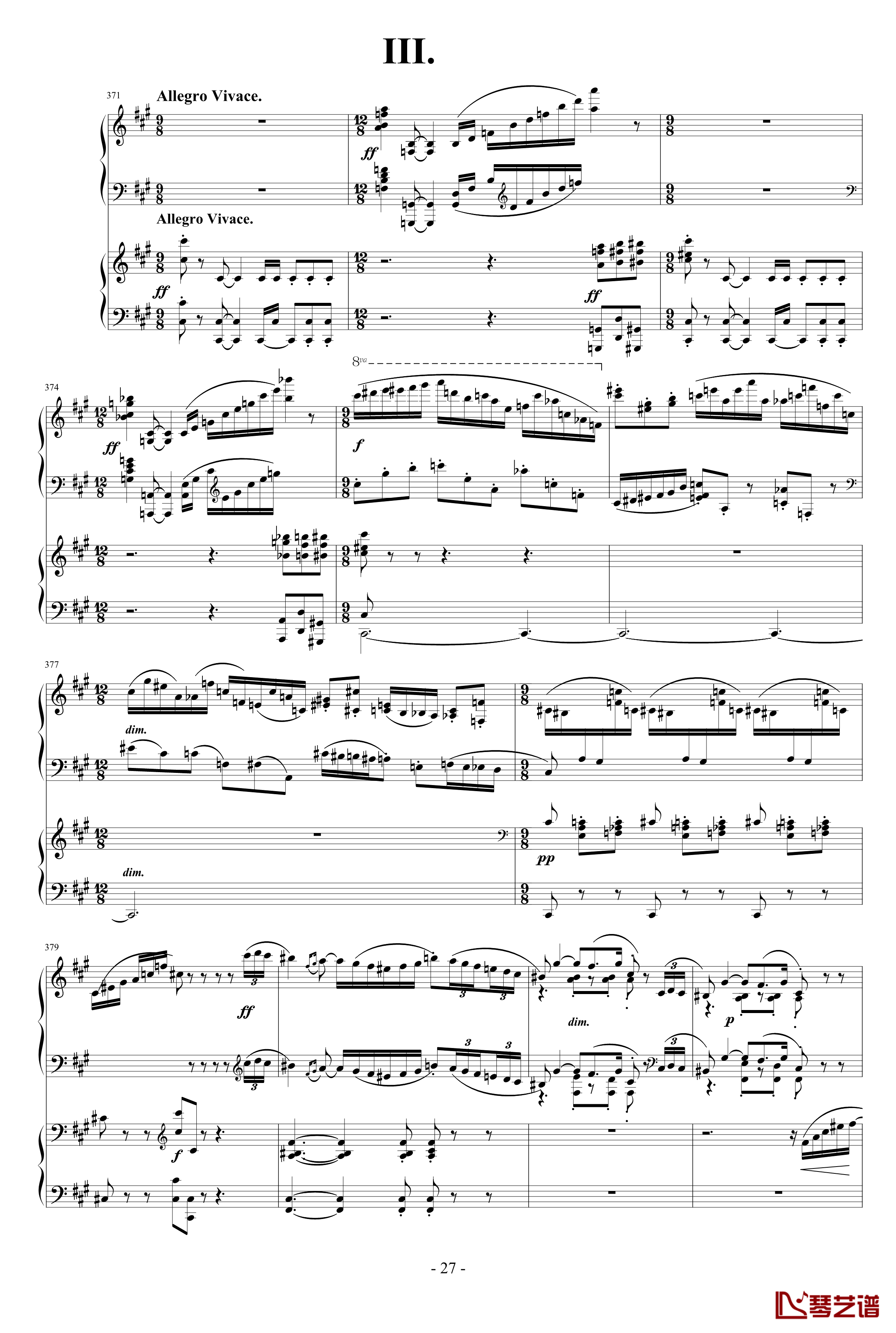 拉赫玛尼诺夫第一钢琴协奏曲 Op.1钢琴谱-拉赫马尼若夫27