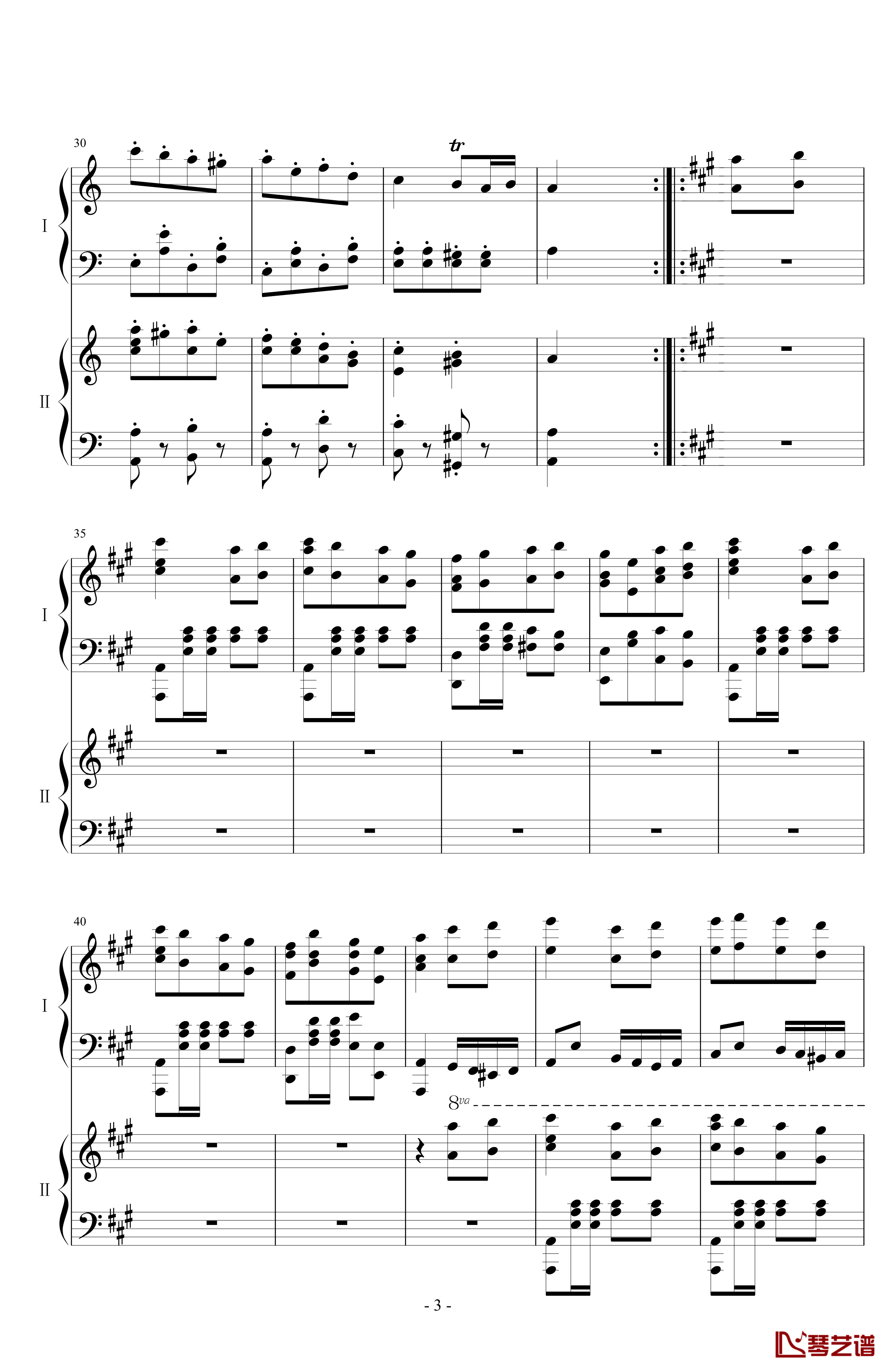 土耳其进行曲钢琴谱-情侣版-莫扎特3