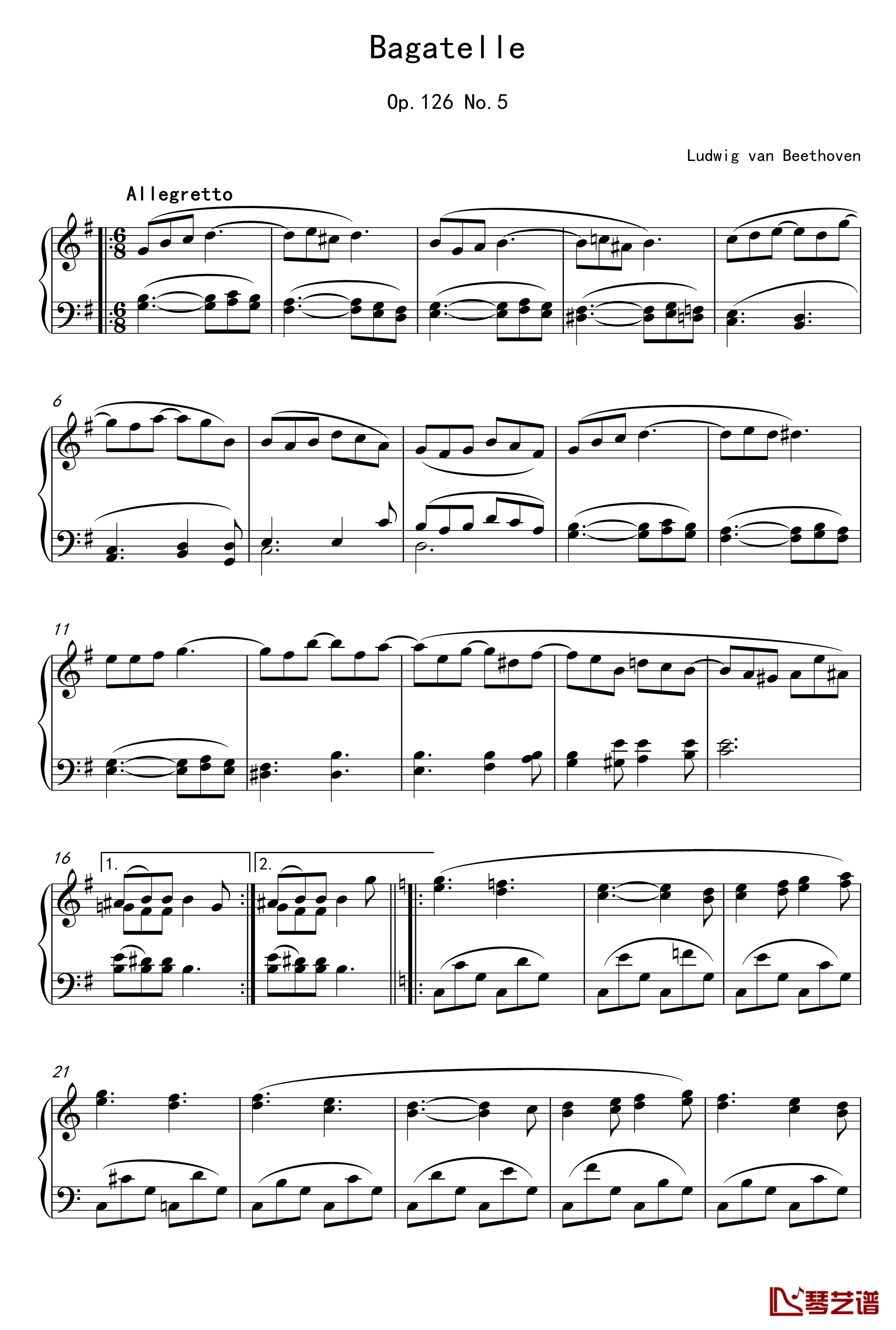 钢琴小品钢琴谱-贝多芬-beethoven1