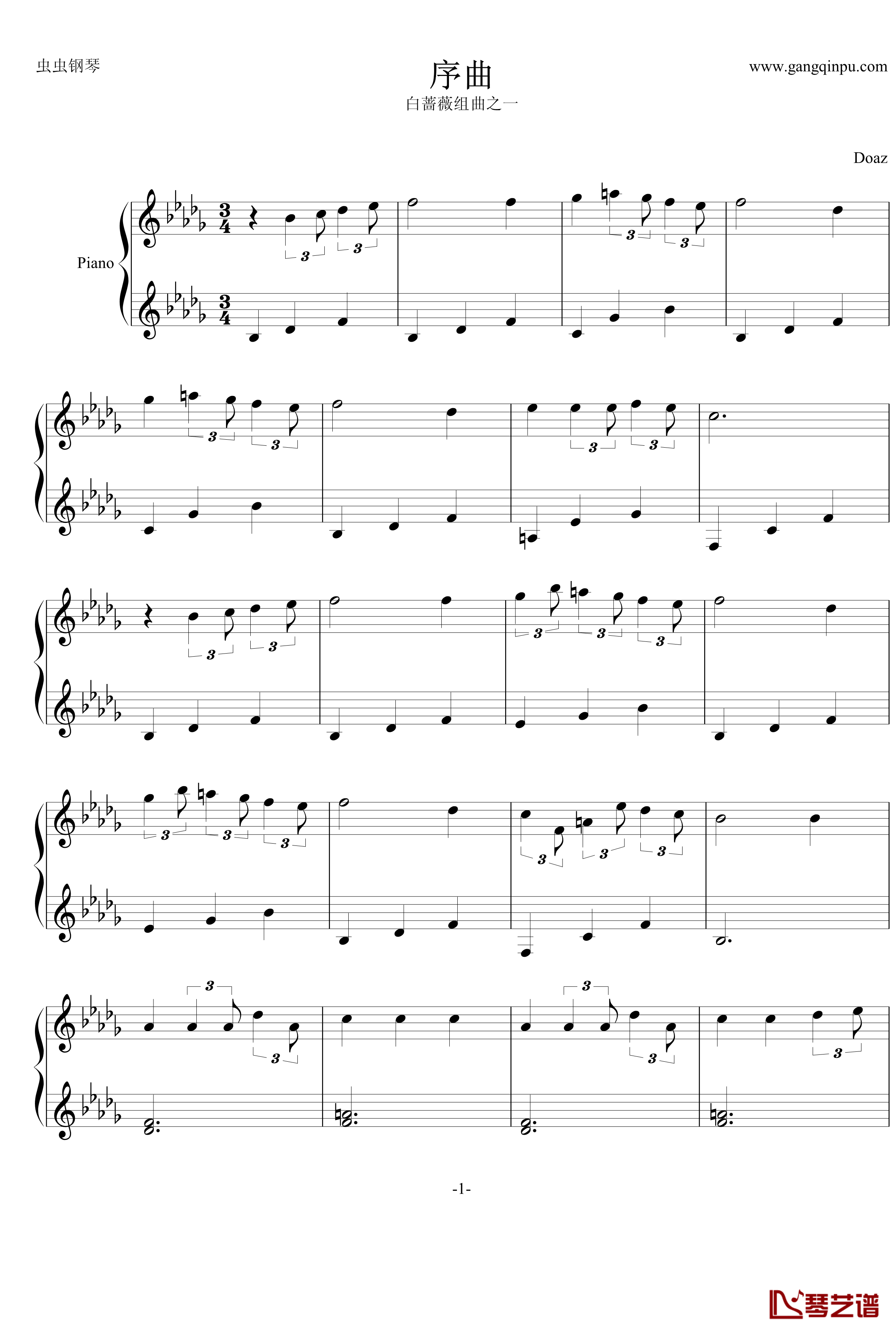 白蔷薇组曲⒈序曲钢琴谱-aqtq3141
