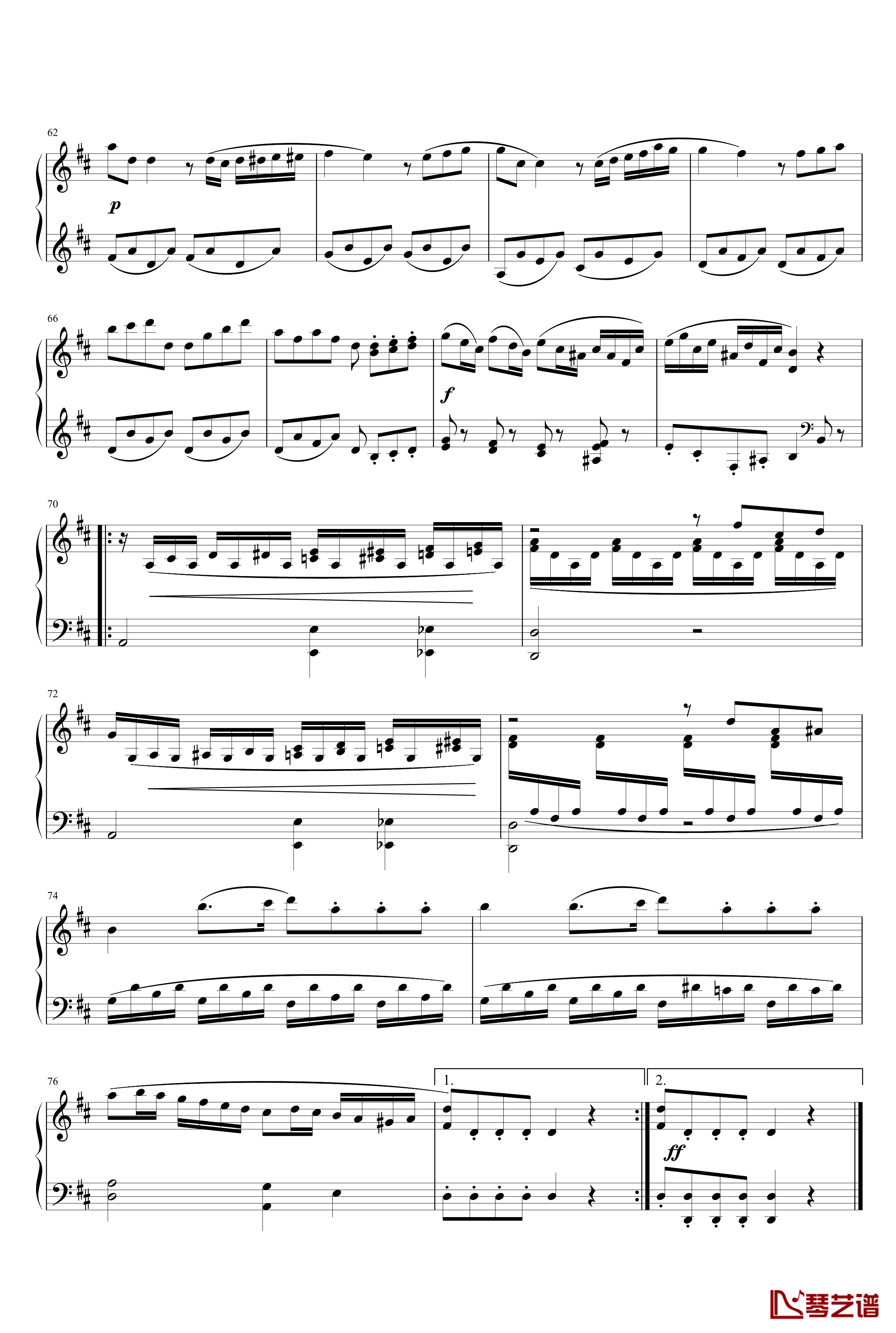 D大调奏鸣曲钢琴谱-乐之琴4