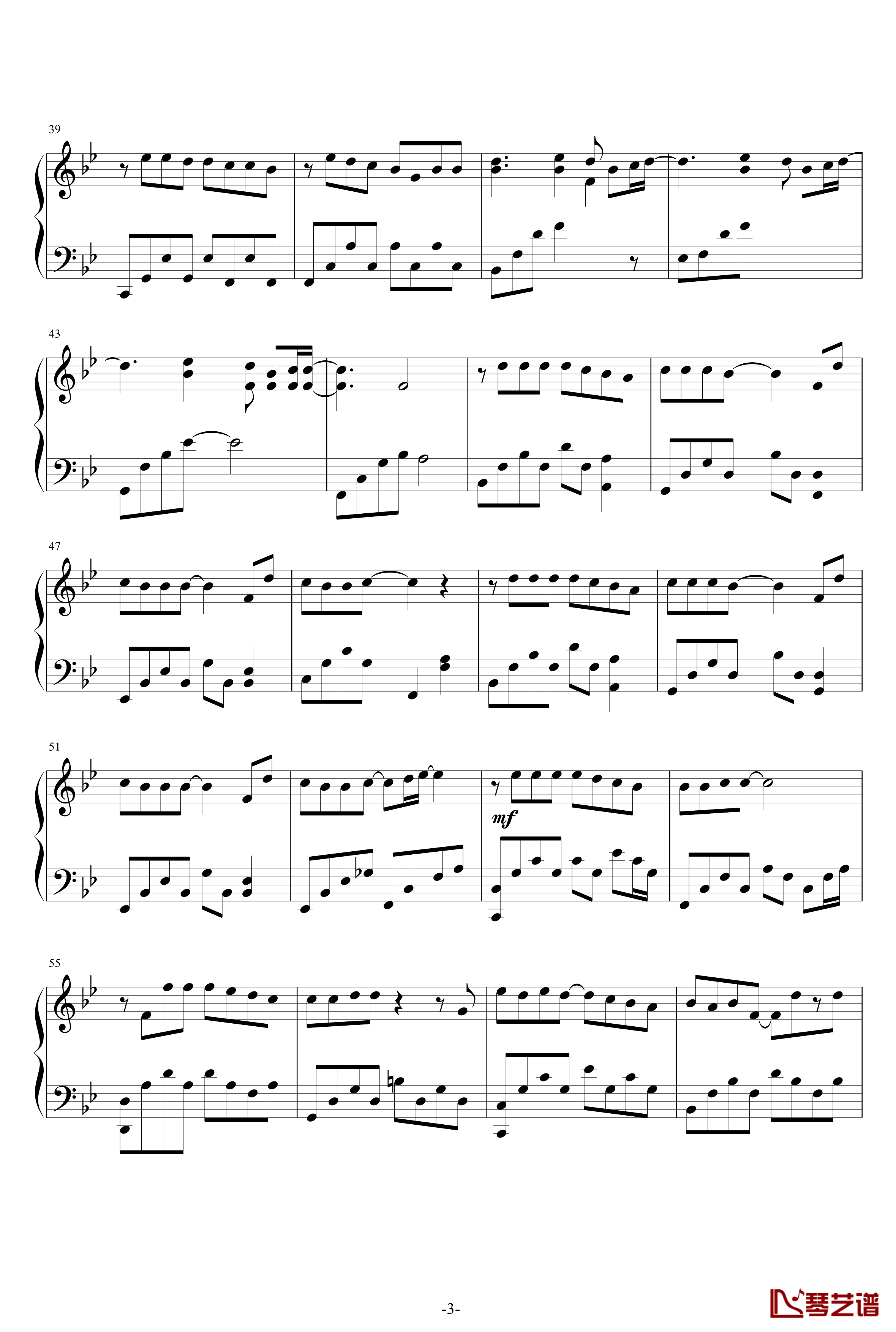 安静钢琴谱-独奏-周杰伦3