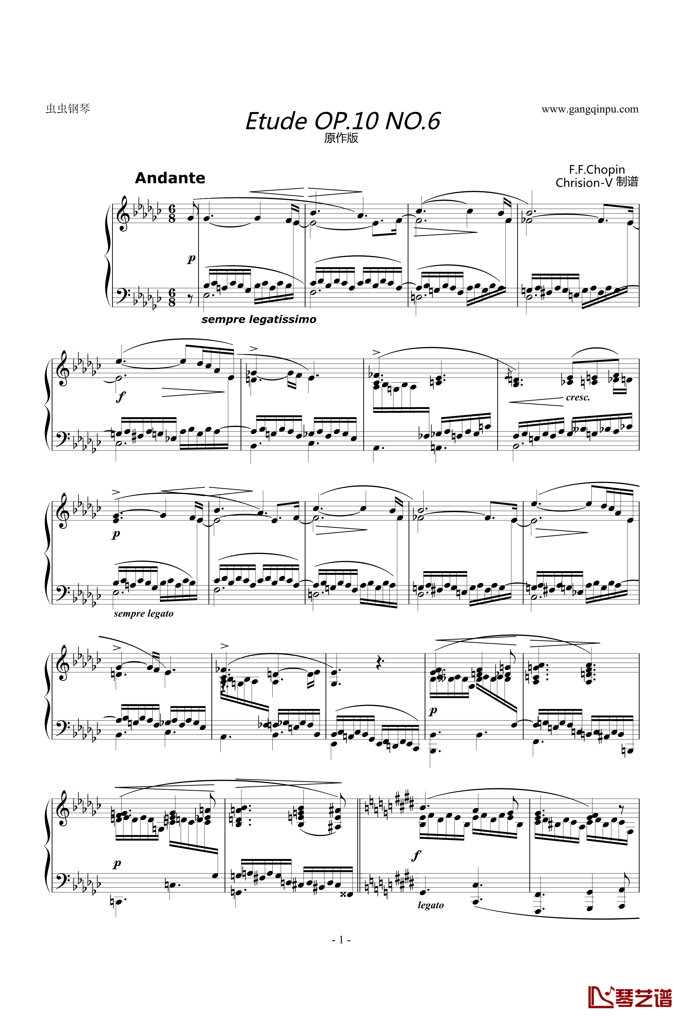 Etude OP.10 NO.6钢琴谱-肖邦练习曲-chopin1
