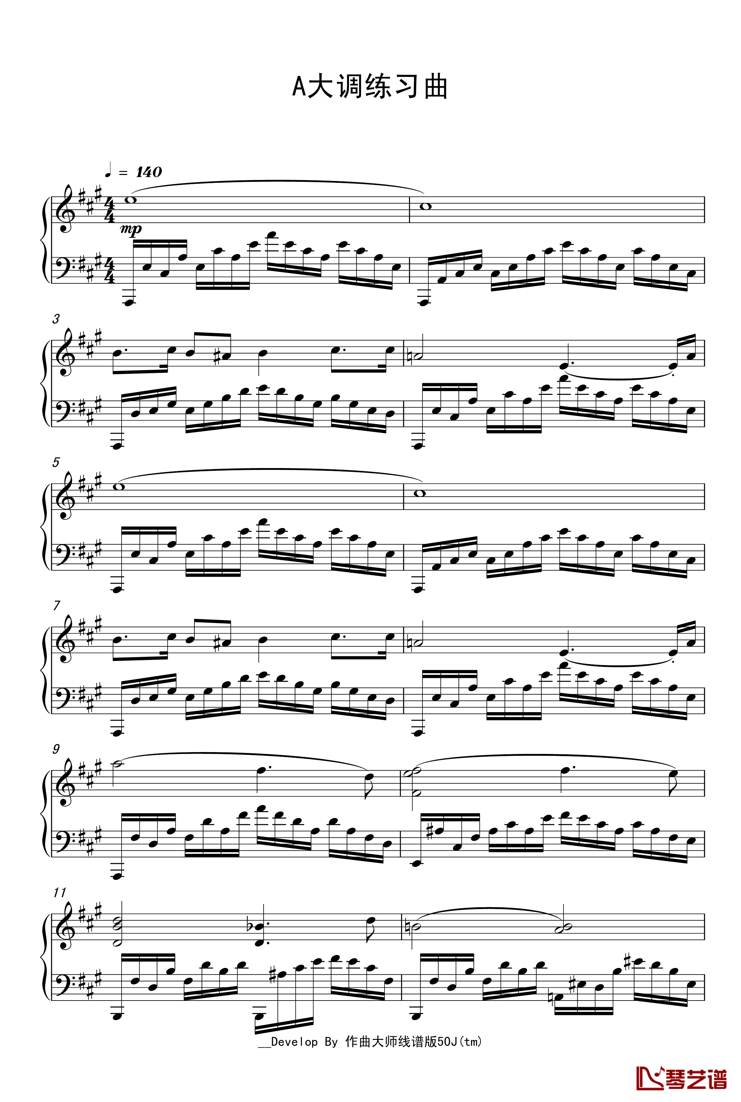 A大调练习曲钢琴谱-原创-nyride1