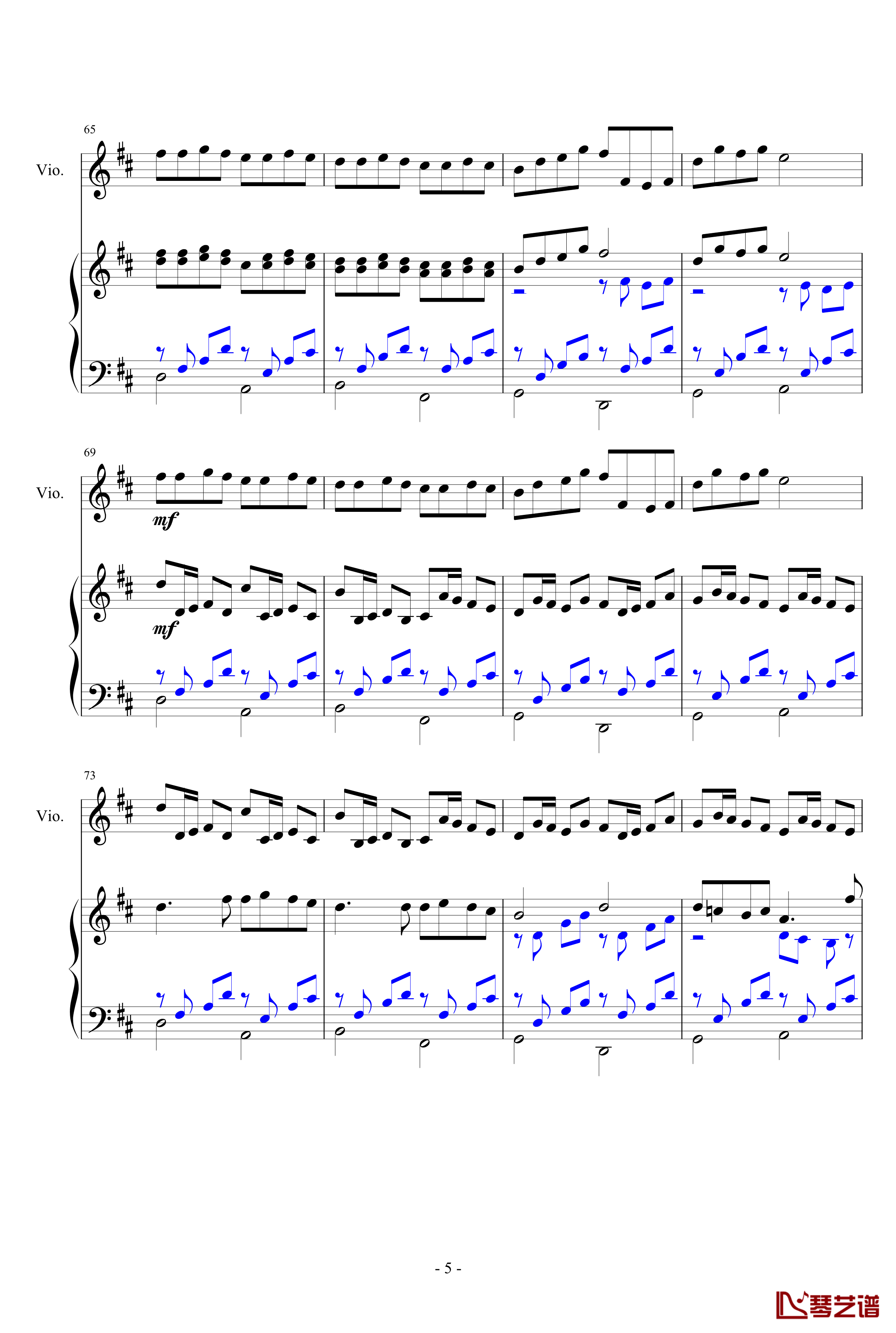 卡农钢琴谱-小提琴钢琴合奏-Johann Pachelbel5