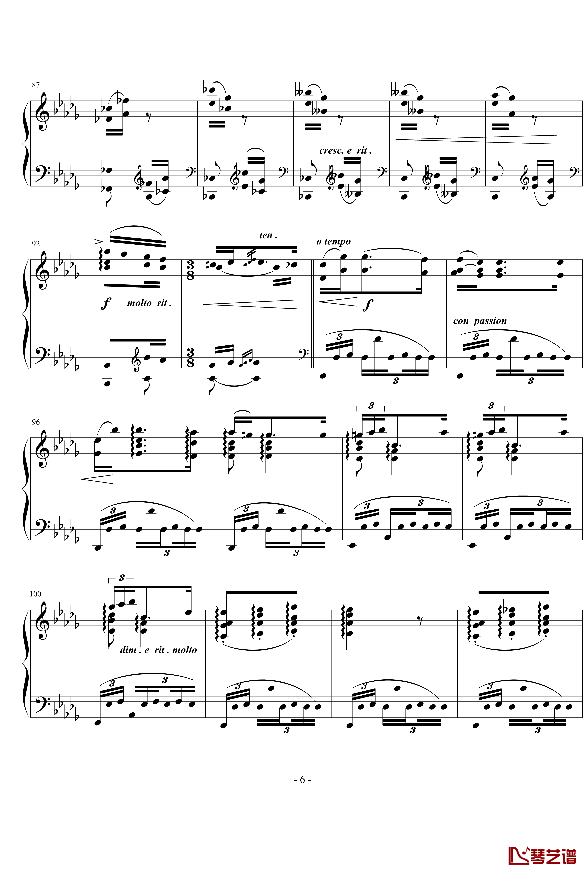 行板钢琴谱-勃拉姆斯-Brahms6