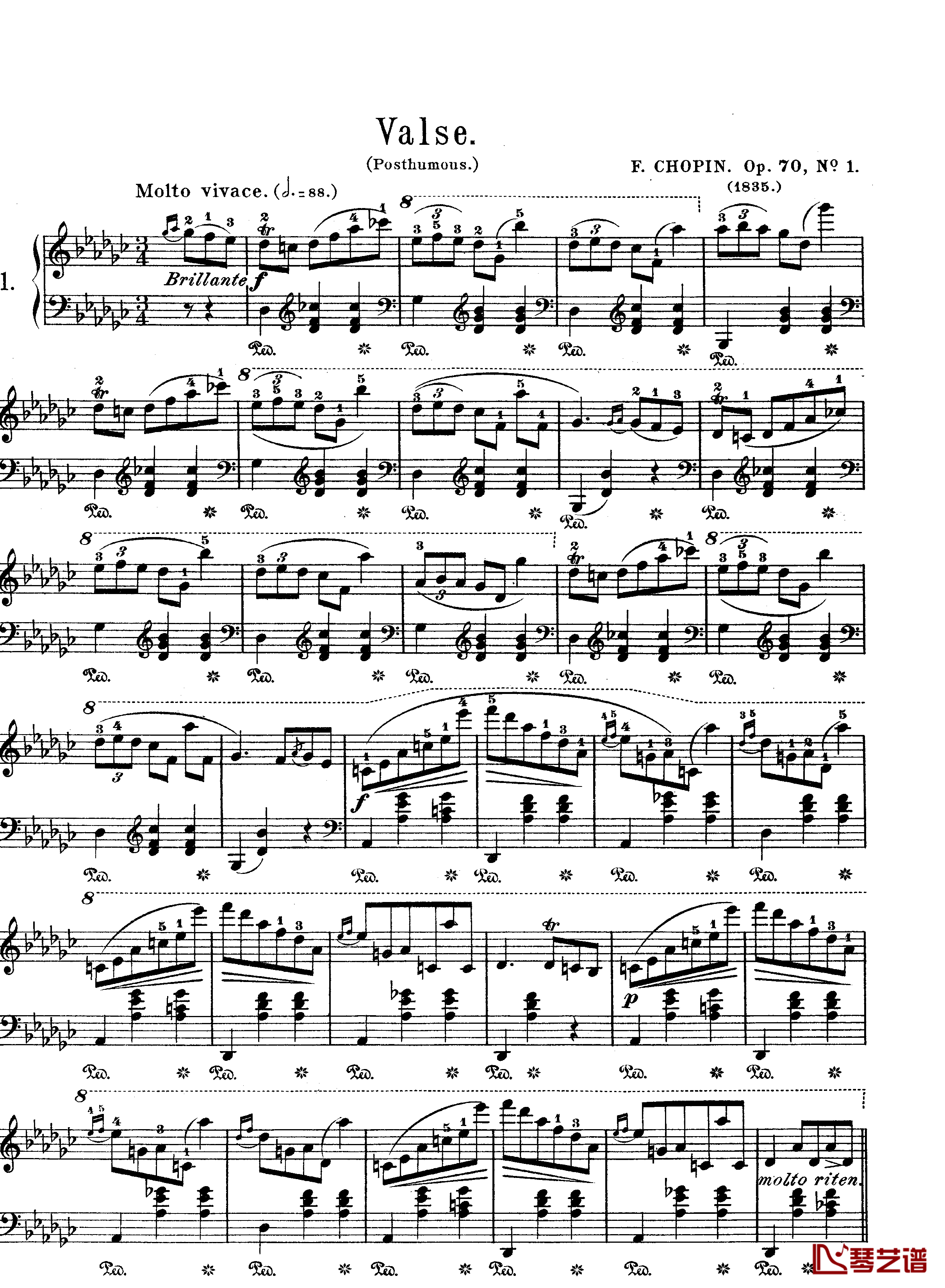 降G大调圆舞曲钢琴谱-Op70No.1-肖邦-chopin1