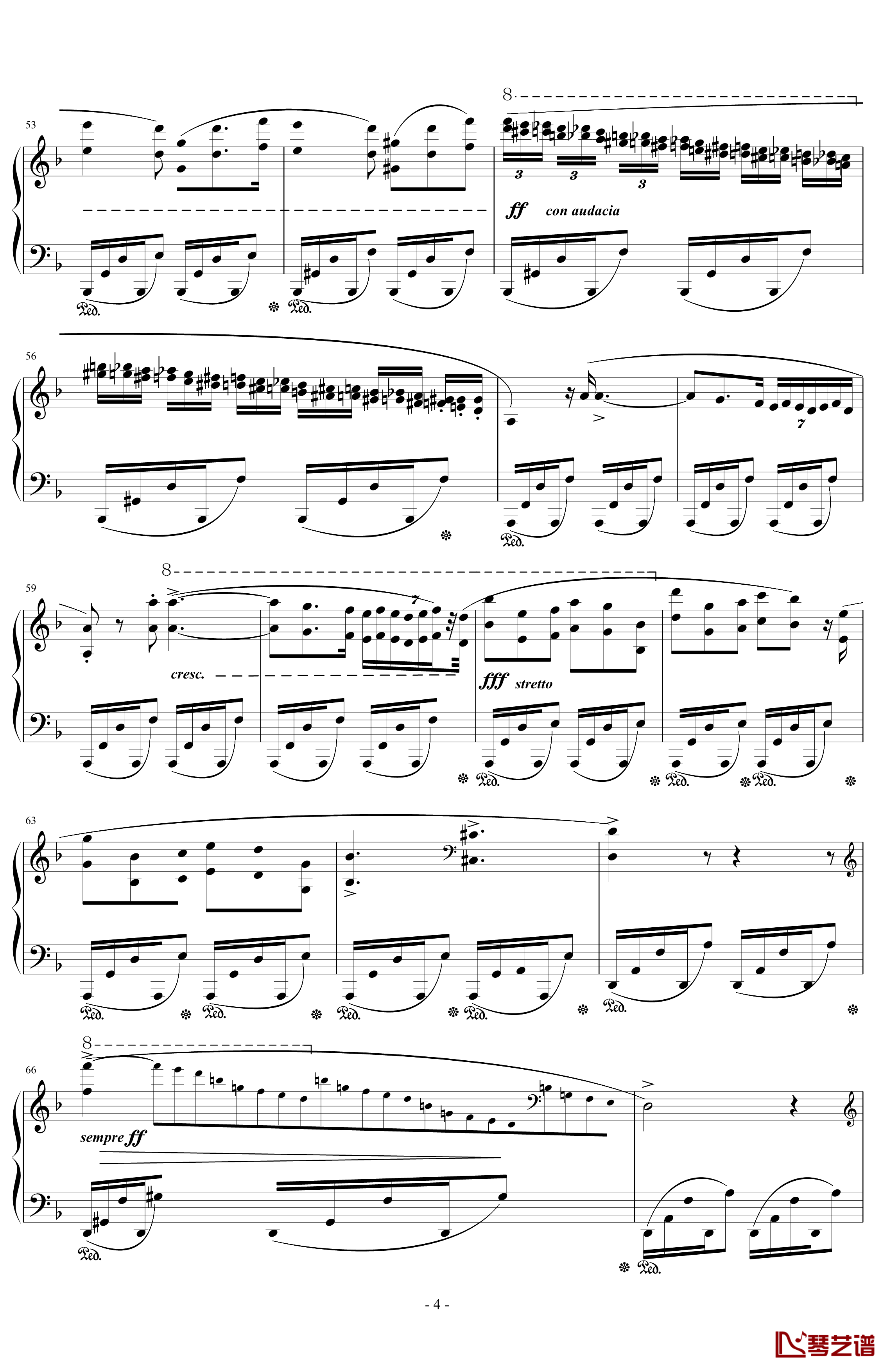 No.24钢琴谱-肖邦-chopin-d小调前奏曲4