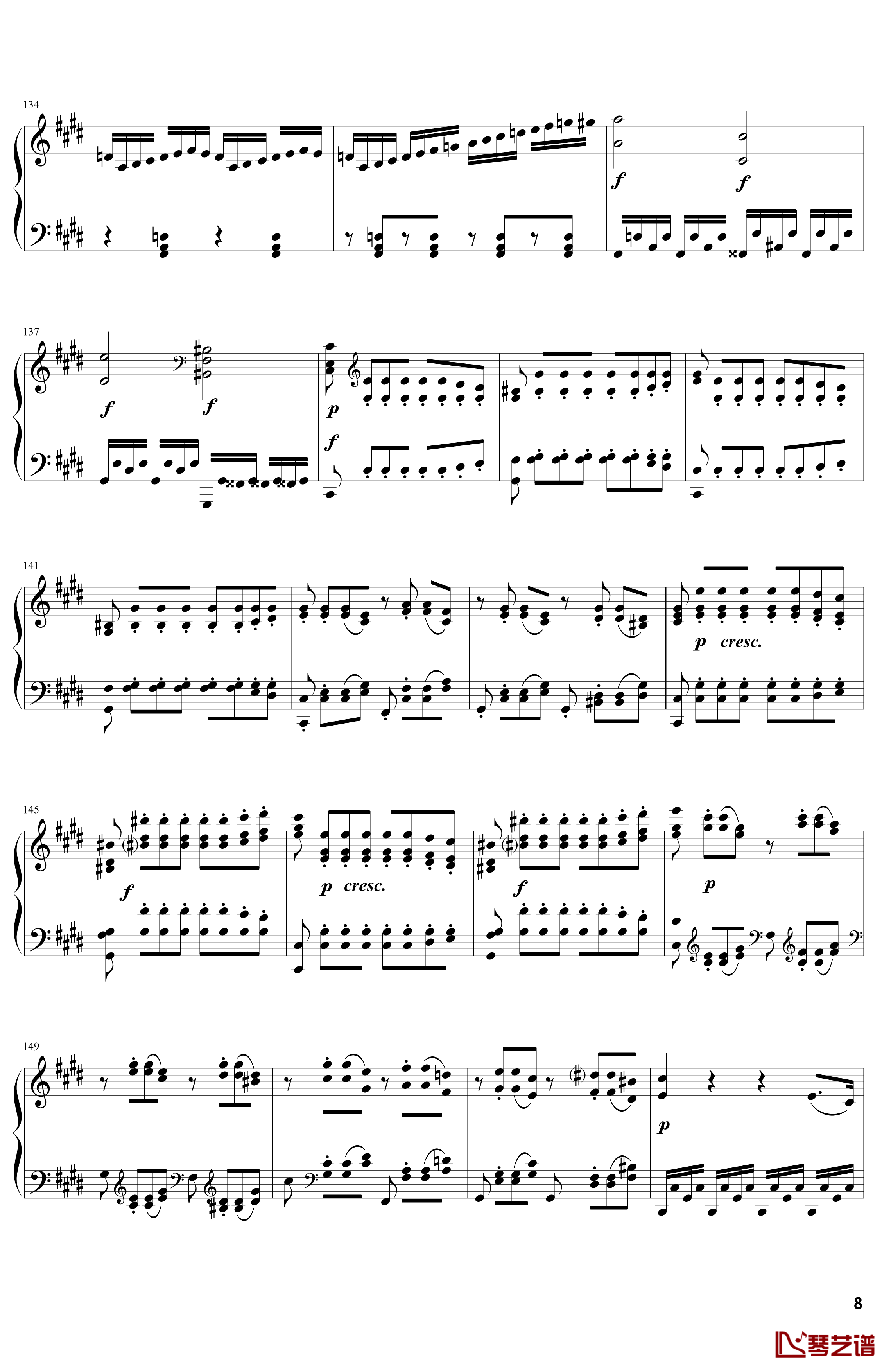 月光钢琴谱-奏鸣曲-贝多芬-beethoven8