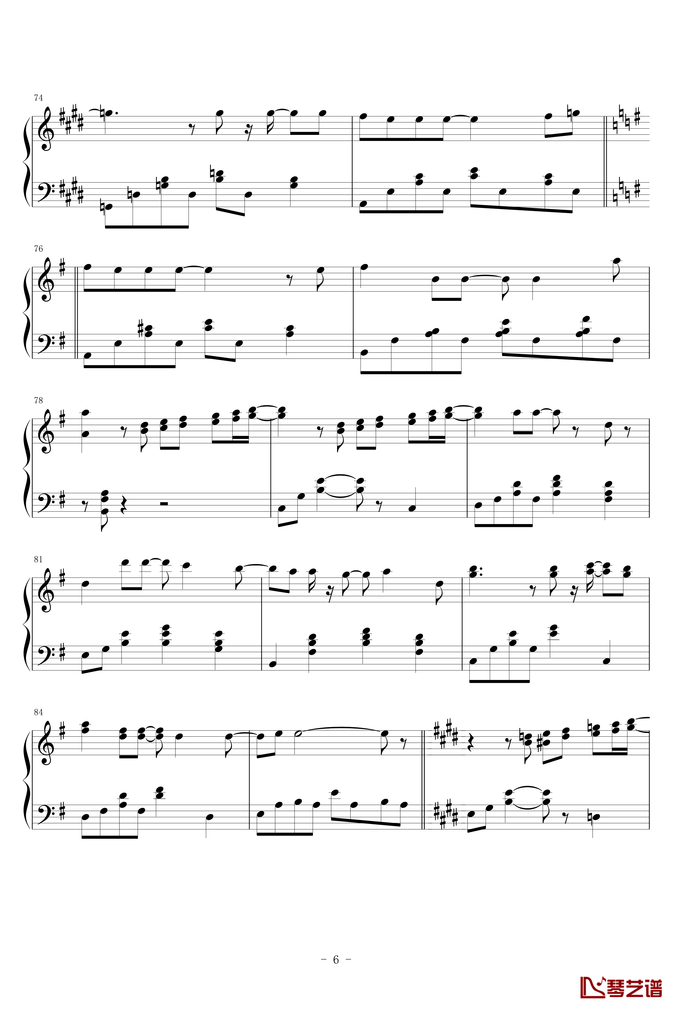 MONOCHROME钢琴谱-滨崎步6