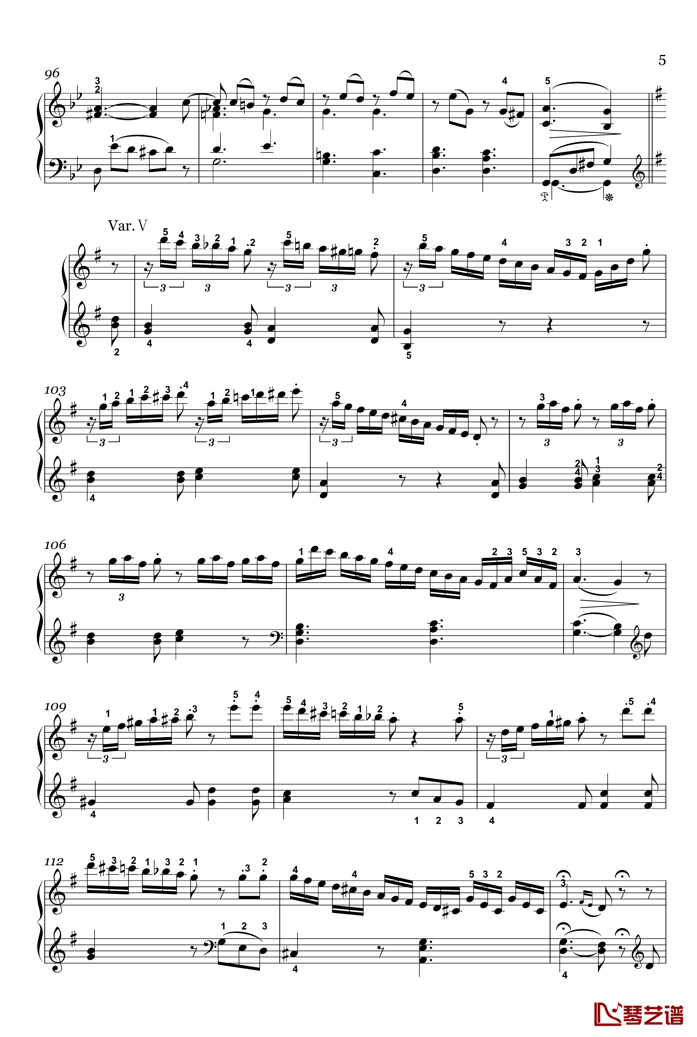 G大调变奏曲钢琴谱-Woo-70-贝多芬-beethoven5