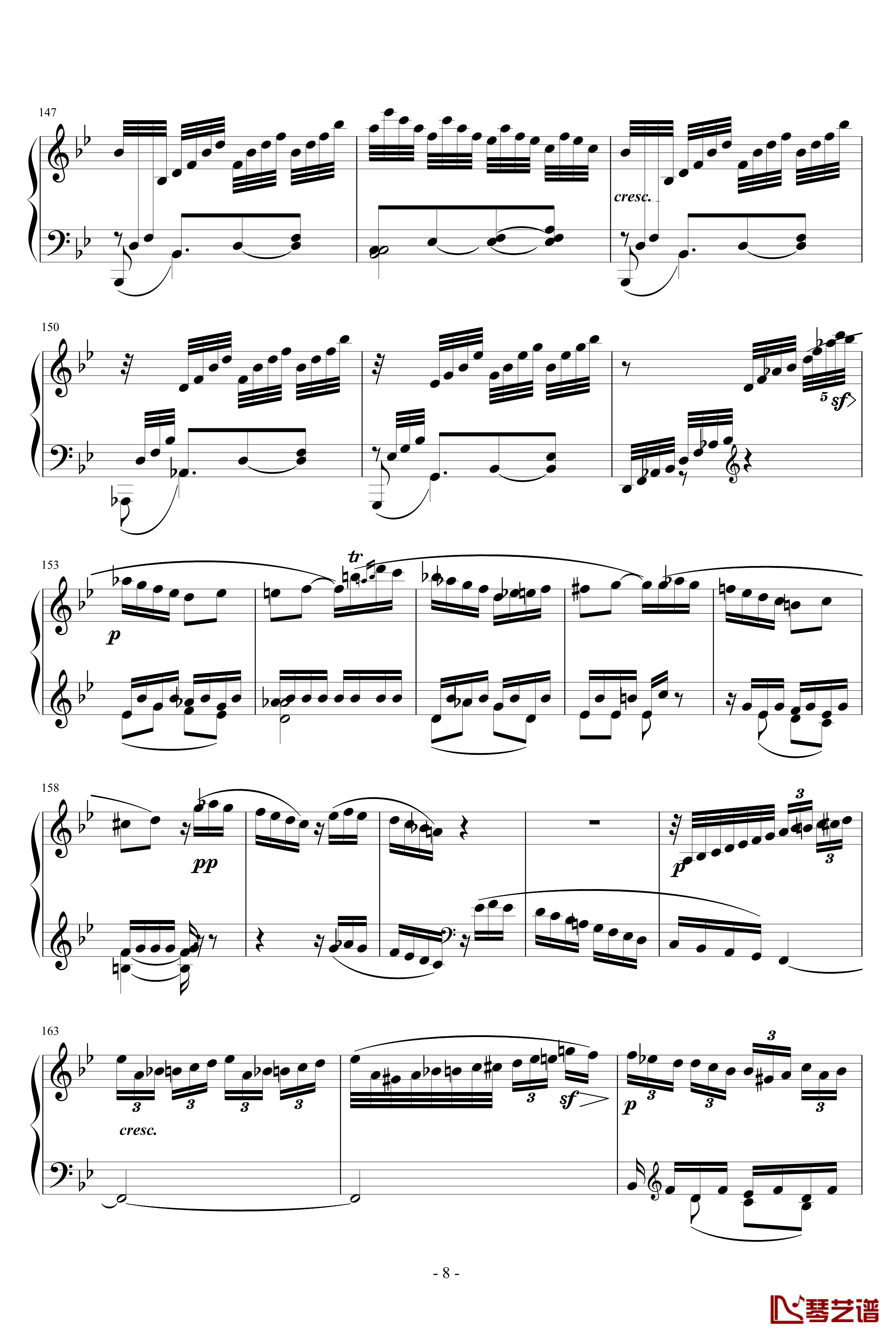 降B大调奏鸣曲第四乐章钢琴谱-贝多芬-beethoven8