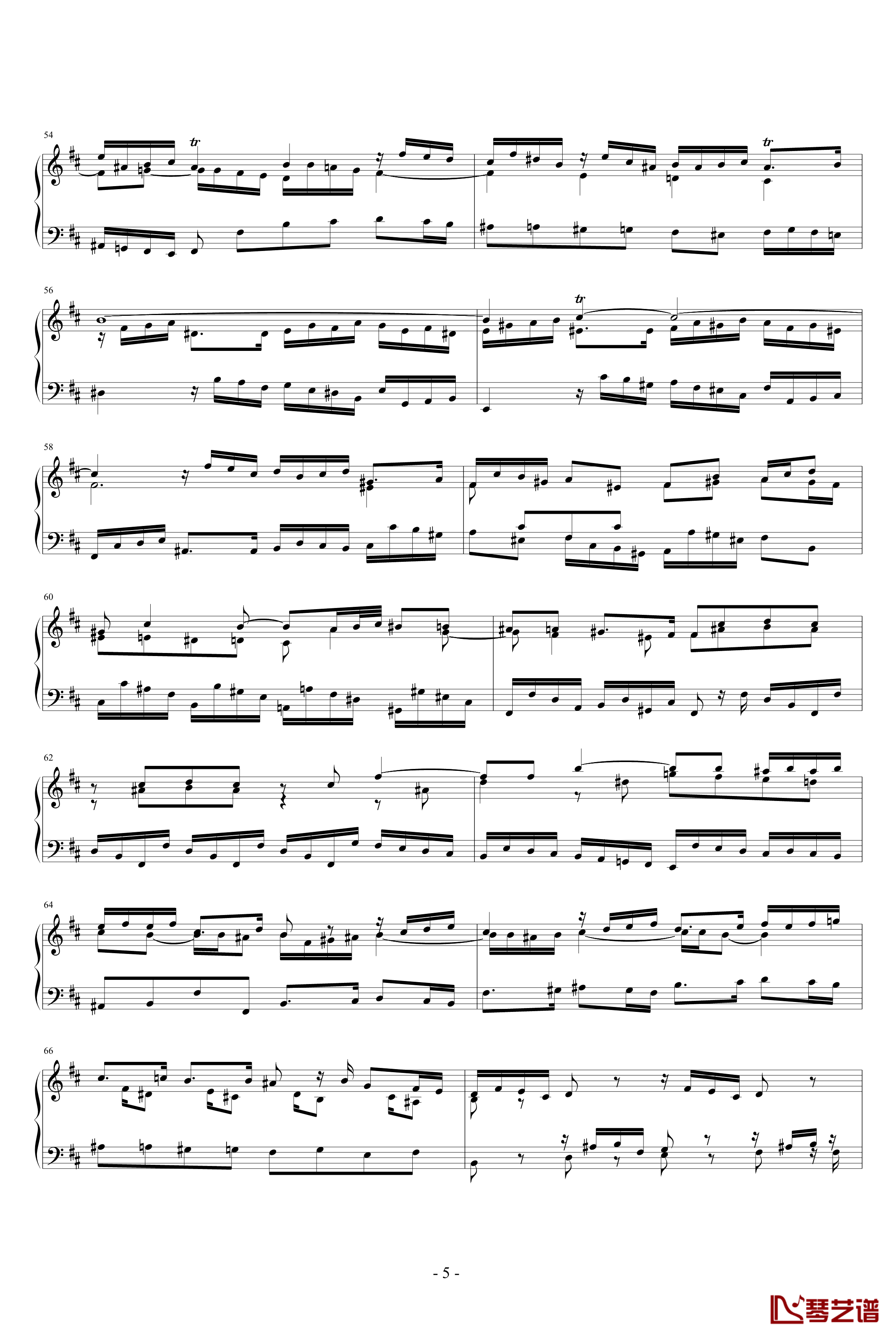 Fuga h-moll钢琴谱-巴赫-P.E.Bach5